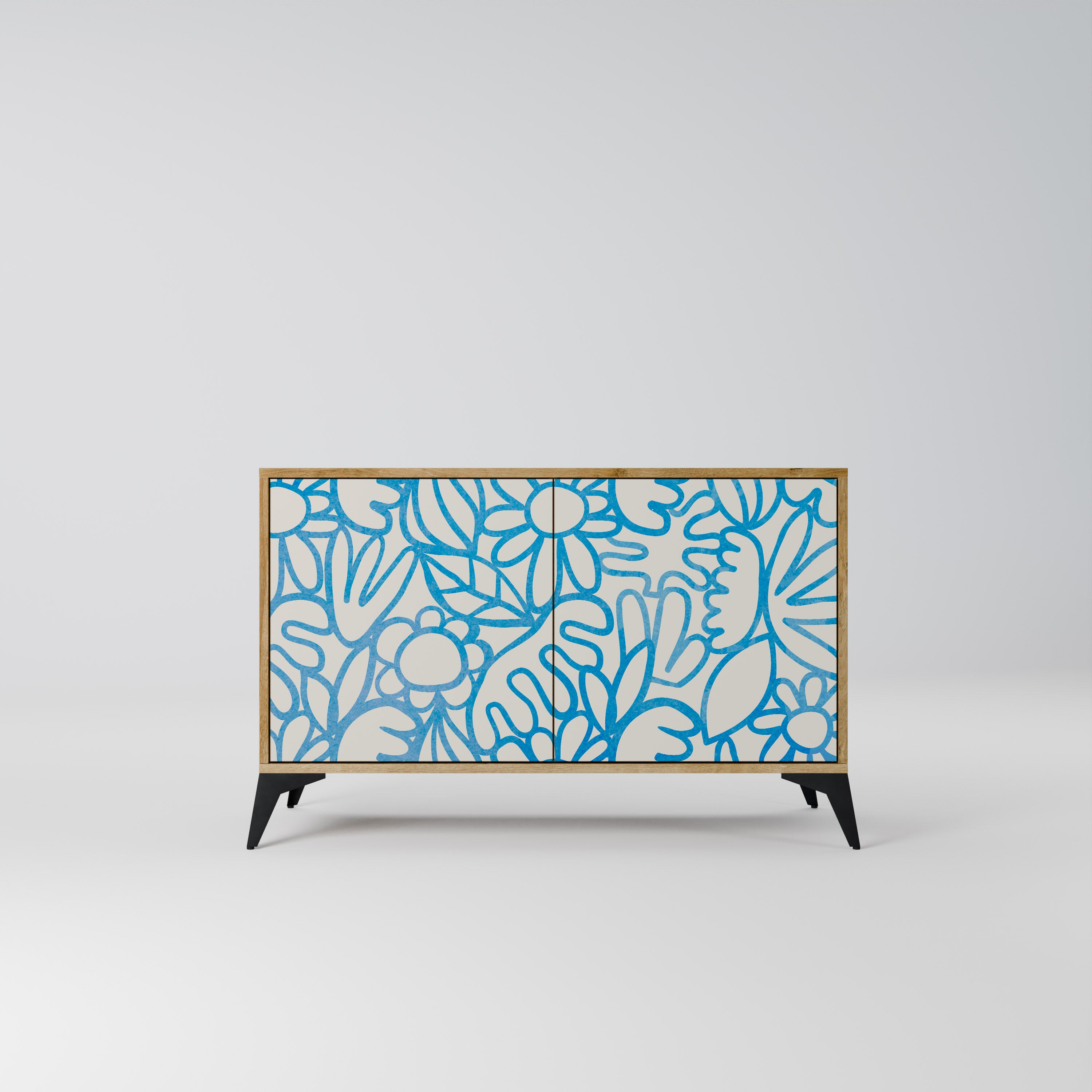 Aparador de 2 puertas BLOOMY MORNING con efecto roble