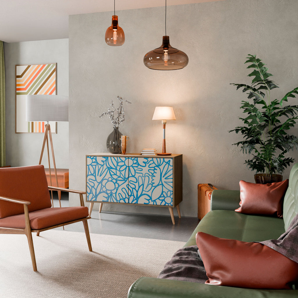 Aparador de 2 puertas BLOOMY MORNING con efecto roble