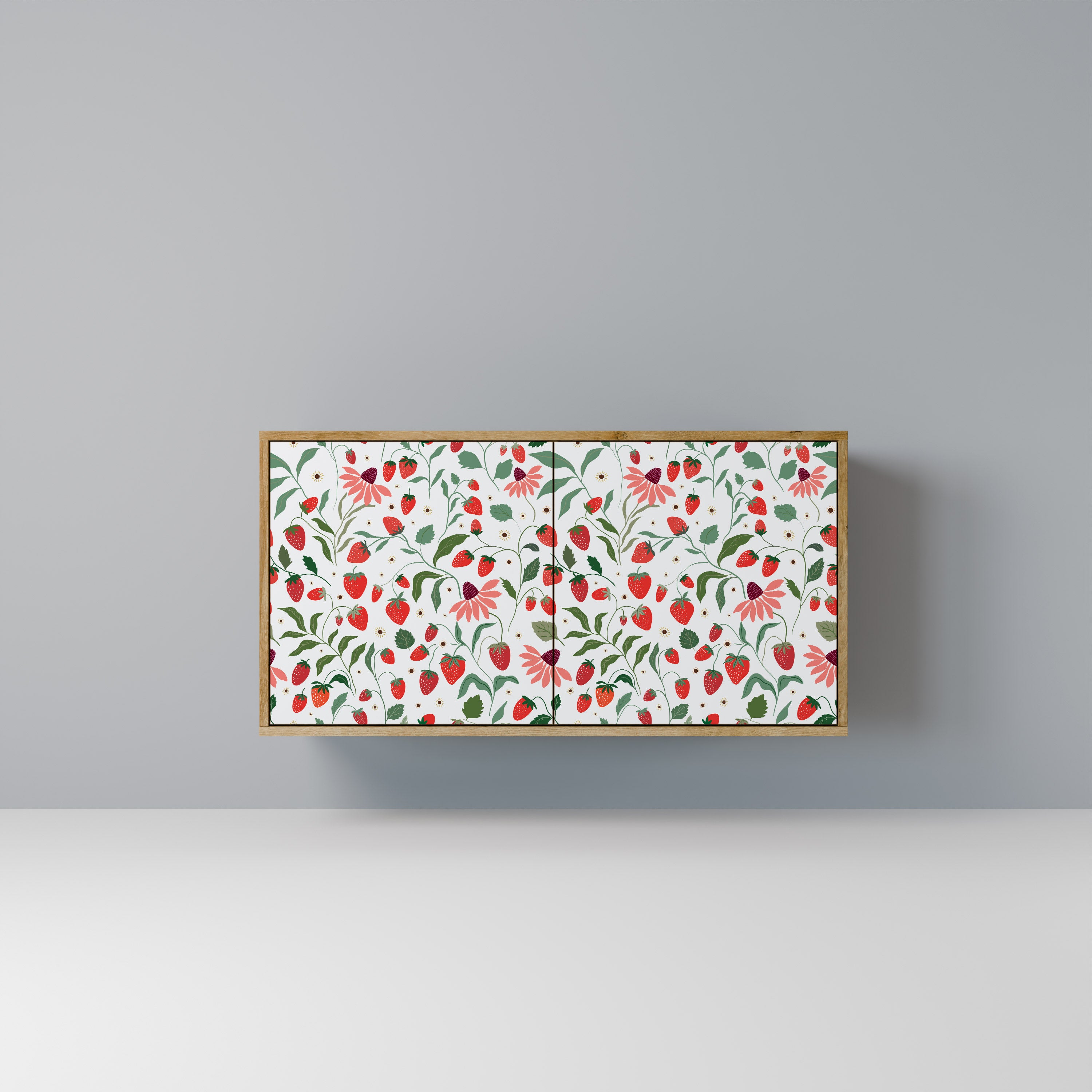 Aparador de 2 puertas con efecto roble FLORES Y FRESAS