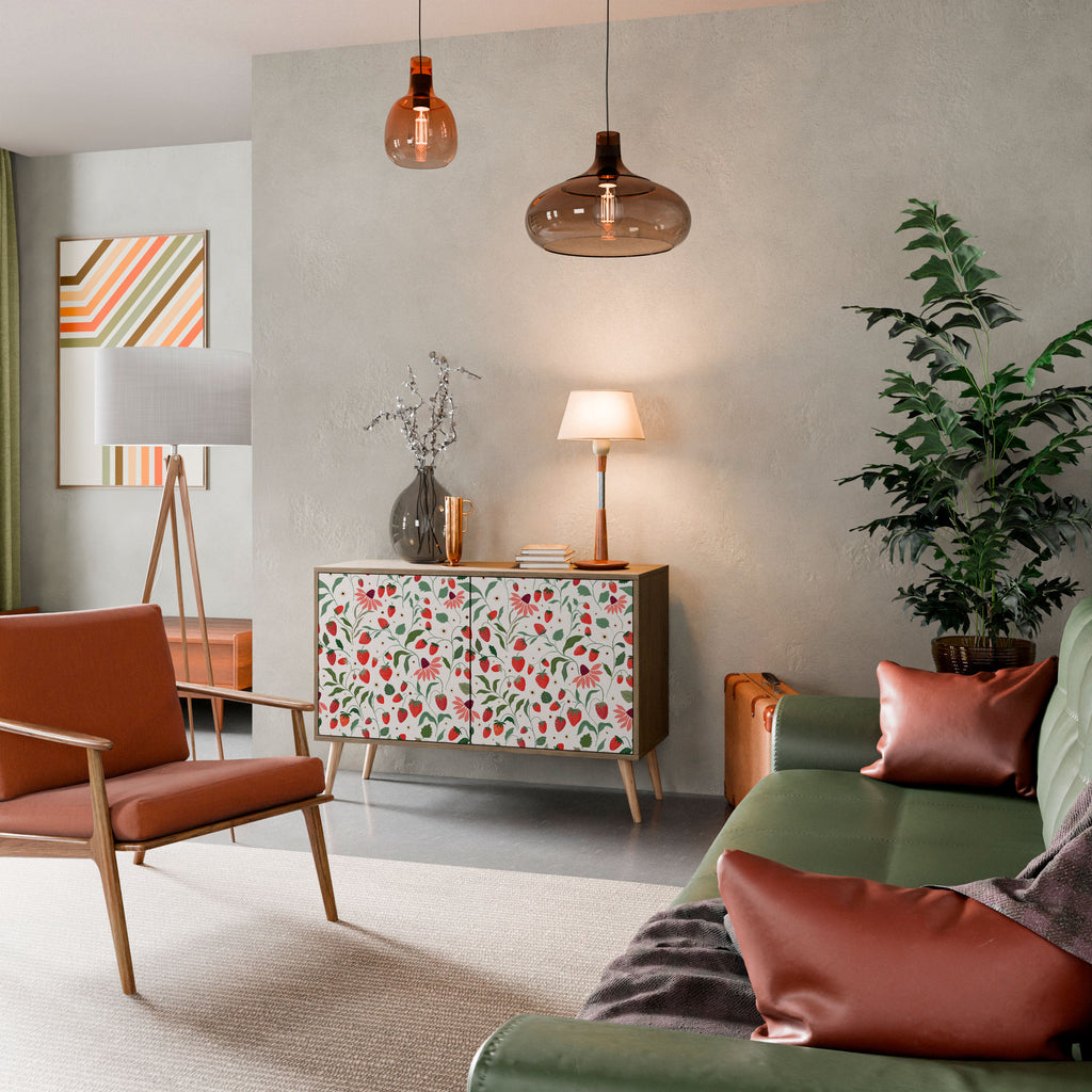 Aparador de 2 puertas con efecto roble FLORES Y FRESAS