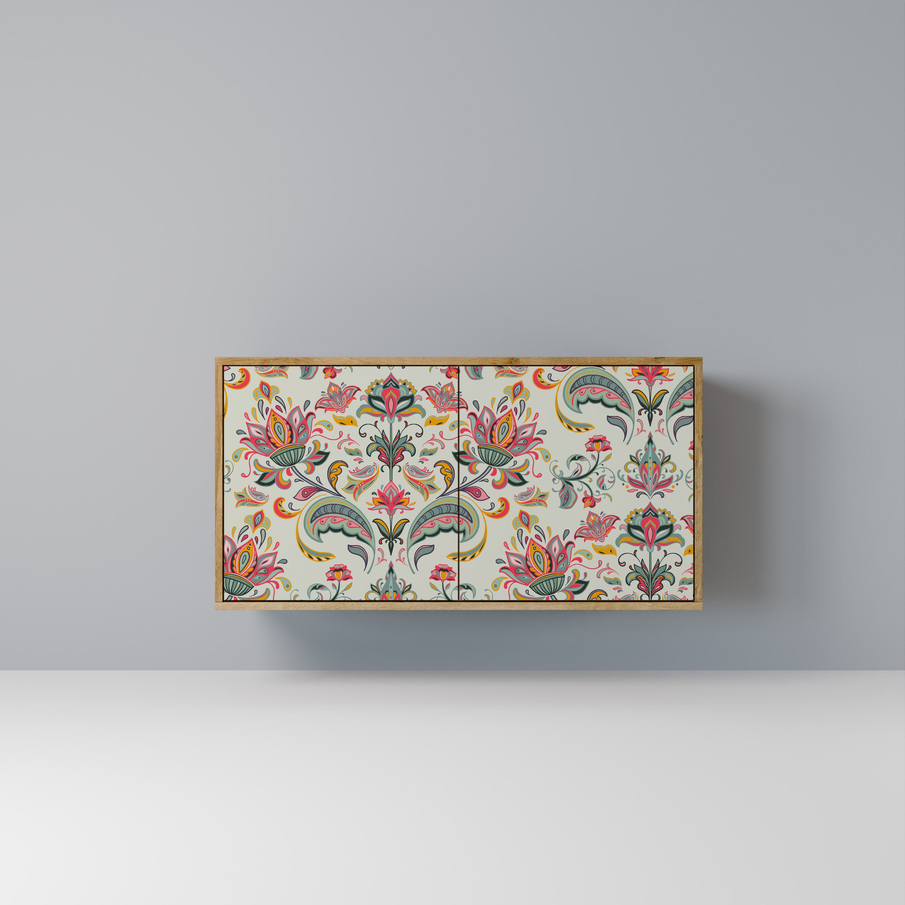 Aparador ORGANIC FOLKLORE de 2 puertas con efecto roble