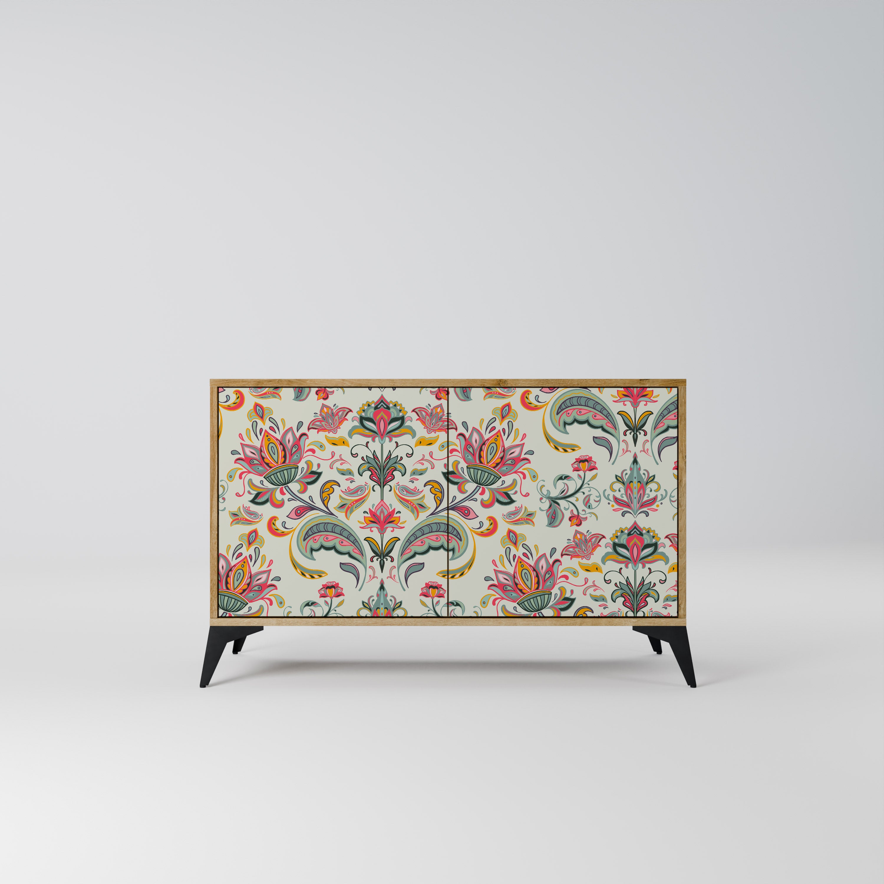 Aparador ORGANIC FOLKLORE de 2 puertas con efecto roble