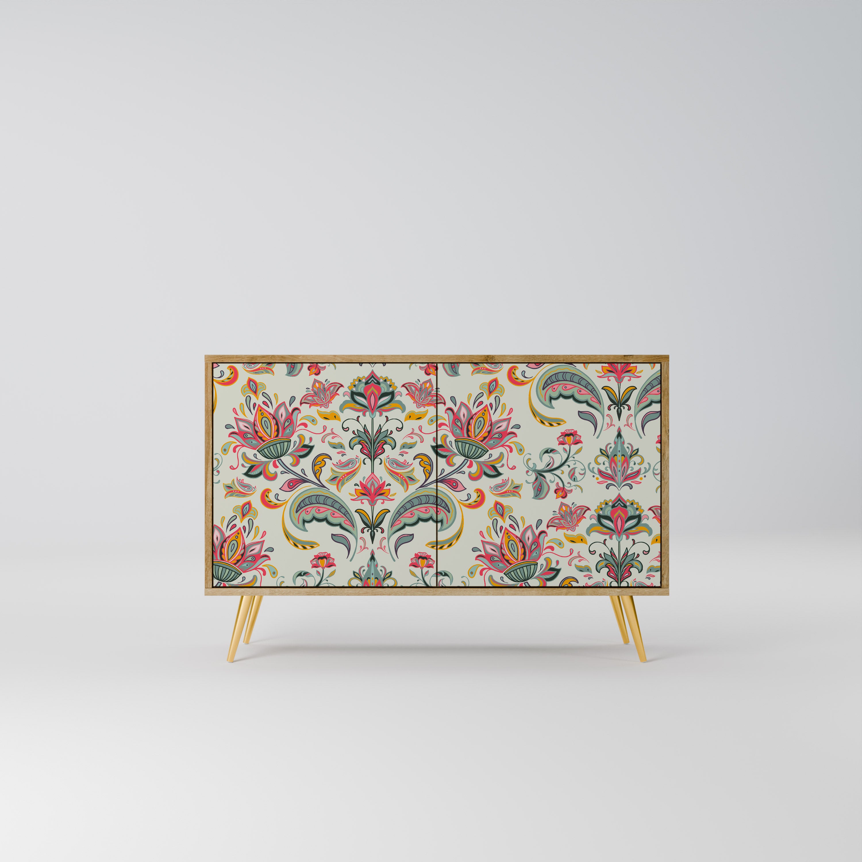 Aparador ORGANIC FOLKLORE de 2 puertas con efecto roble