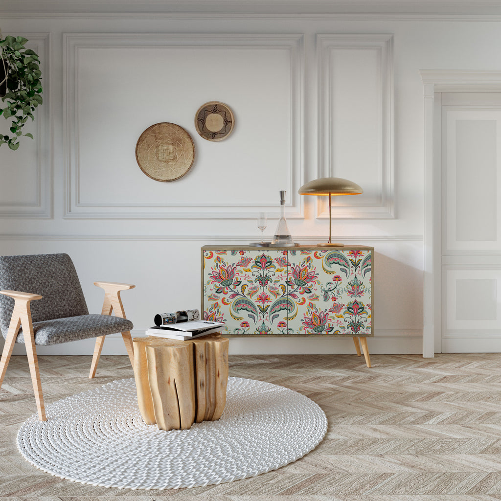 Aparador ORGANIC FOLKLORE de 2 puertas con efecto roble