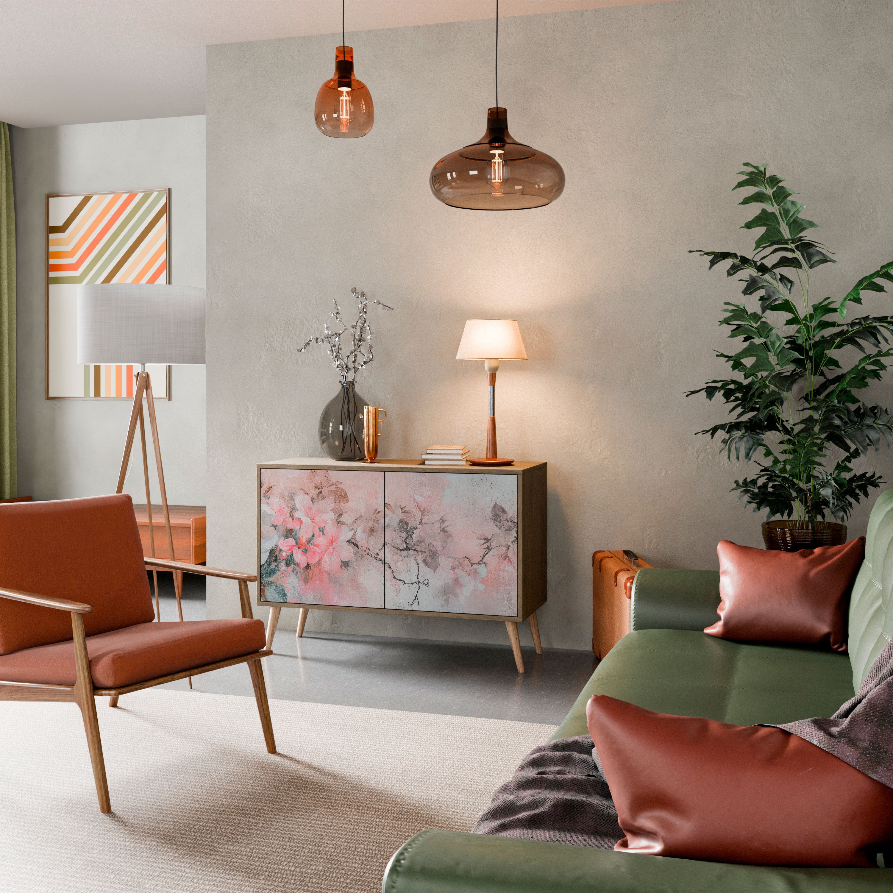 Aparador de 2 puertas CHERRY BLOSSOM con efecto roble