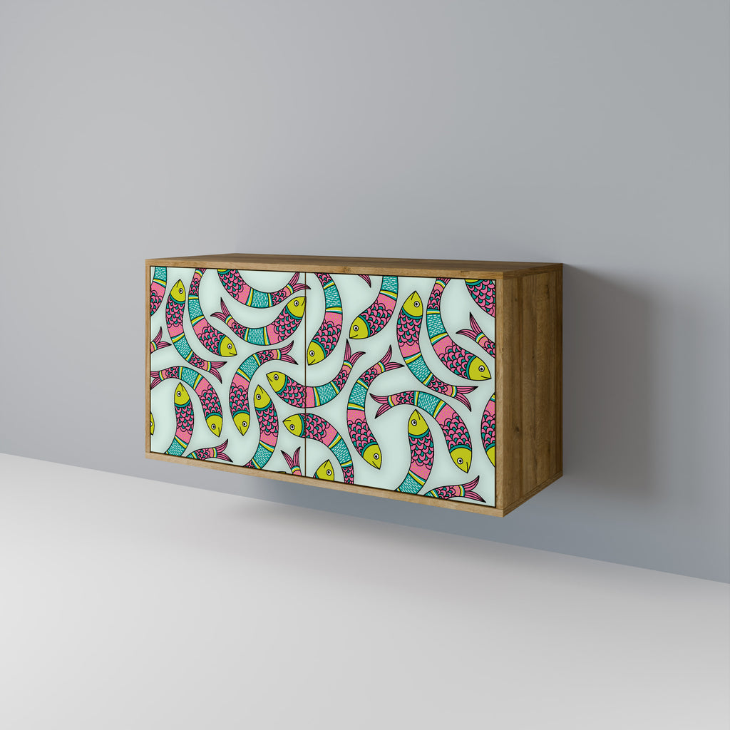 Aparador INDIAN FISH de 2 puertas con efecto roble