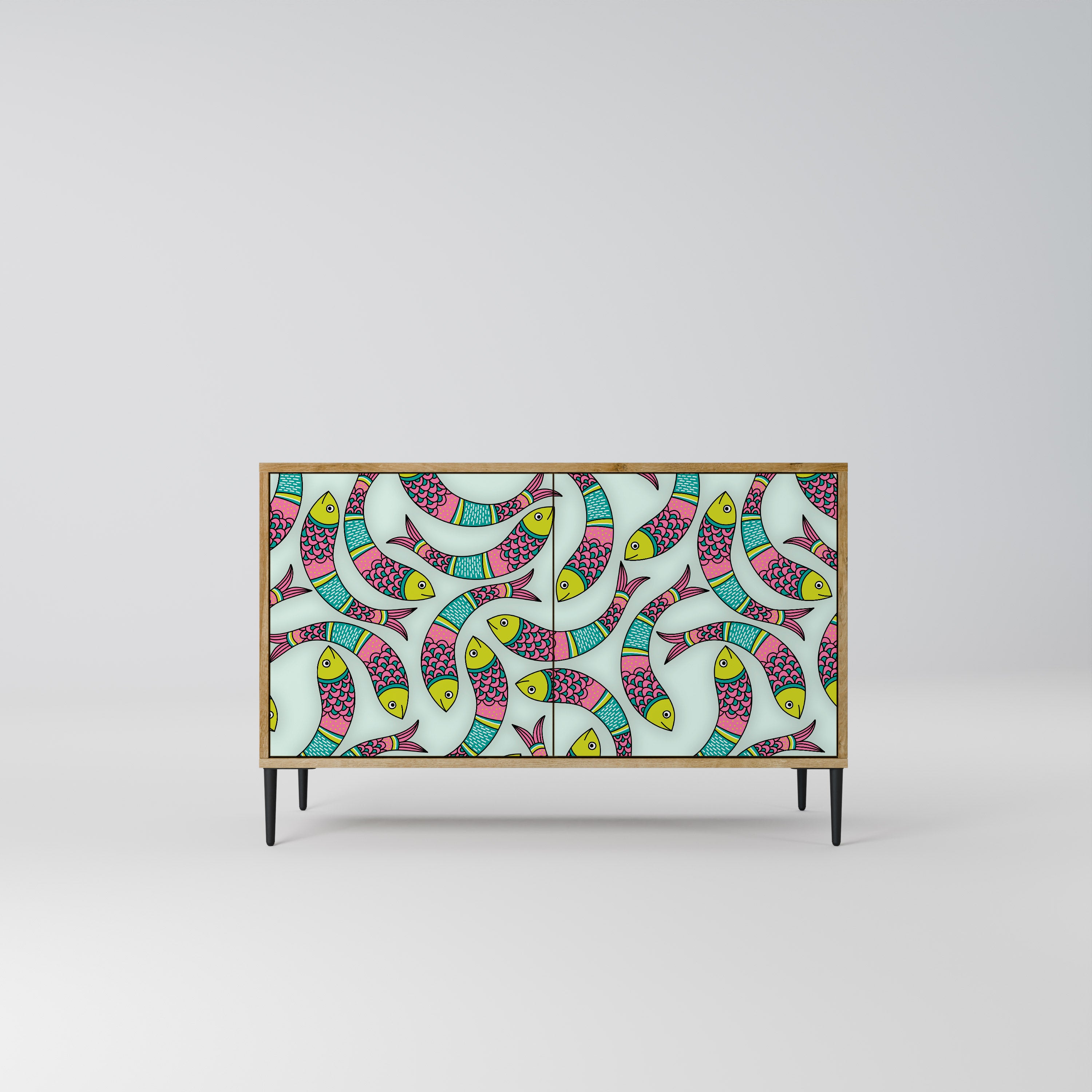 Aparador INDIAN FISH de 2 puertas con efecto roble