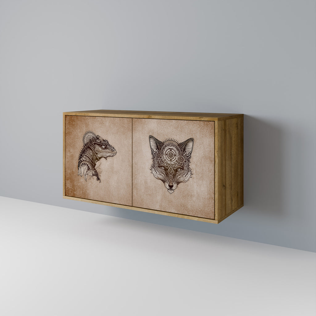 Aparador STEAMPUNK CLAN de 2 puertas con efecto roble