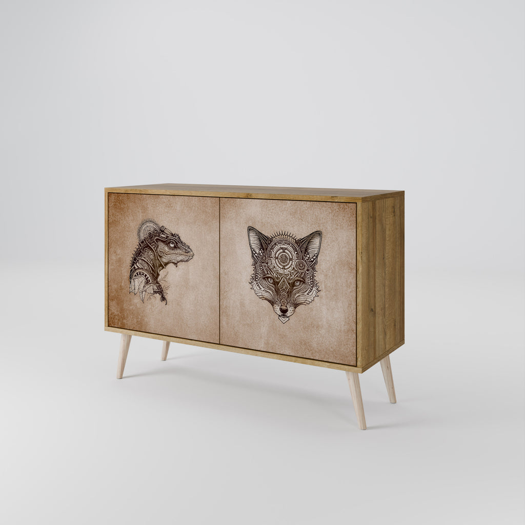Aparador STEAMPUNK CLAN de 2 puertas con efecto roble