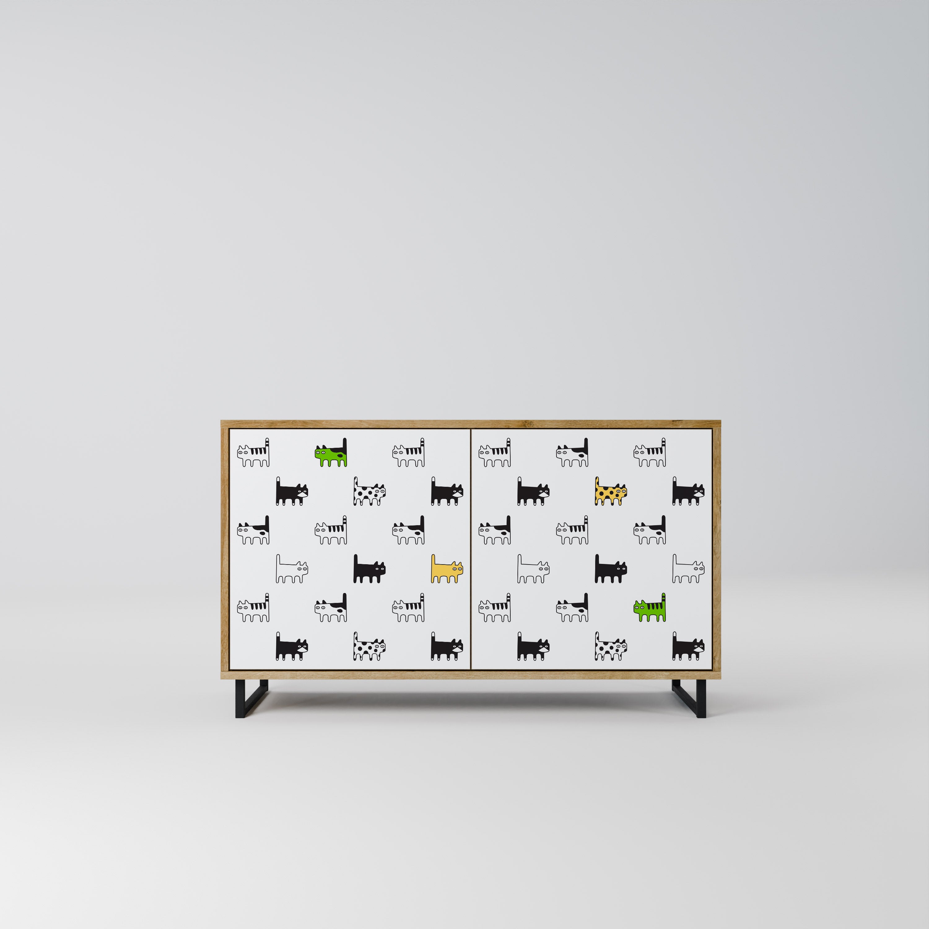 Aparador de 2 puertas CATS COMPILATION efecto roble