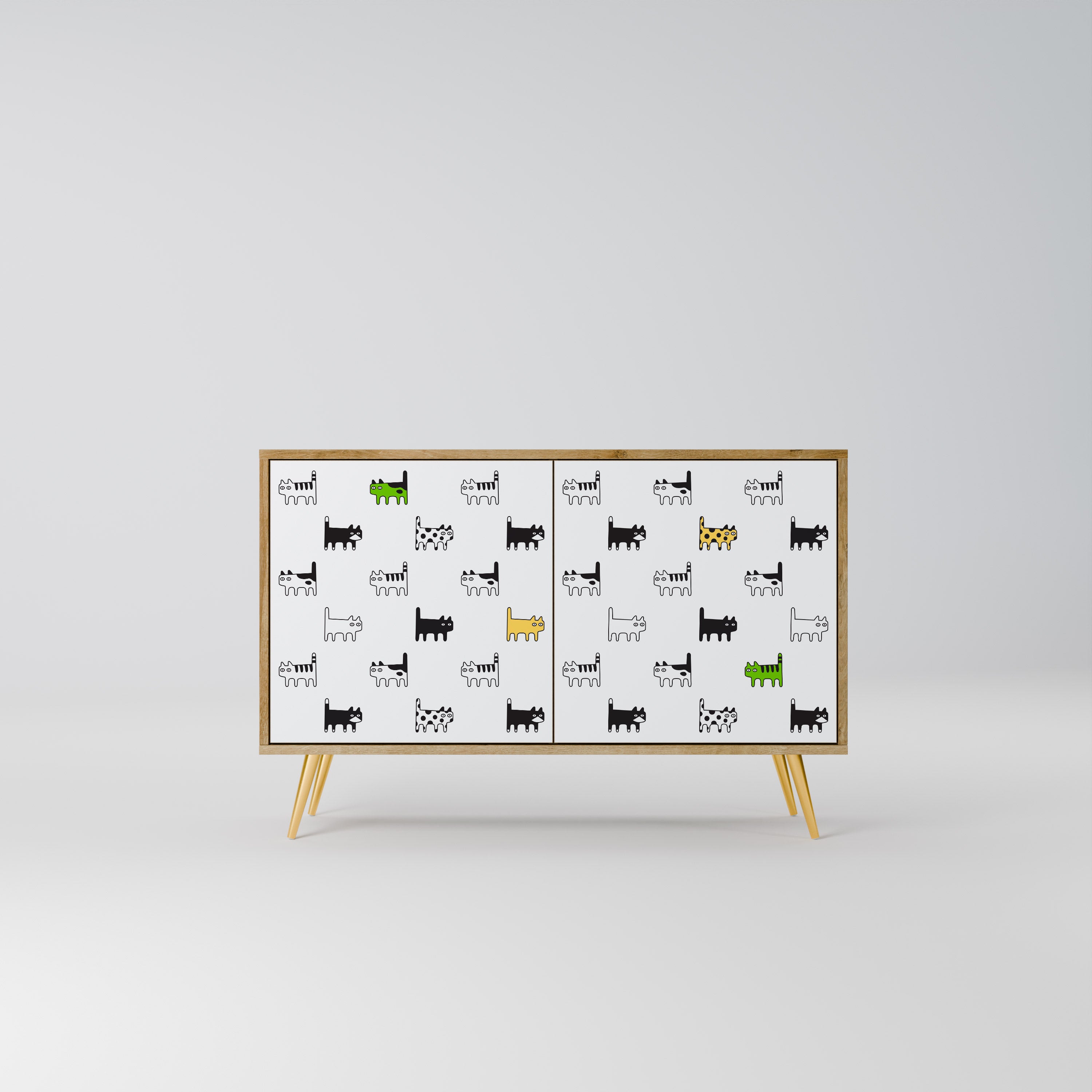 Aparador de 2 puertas CATS COMPILATION efecto roble