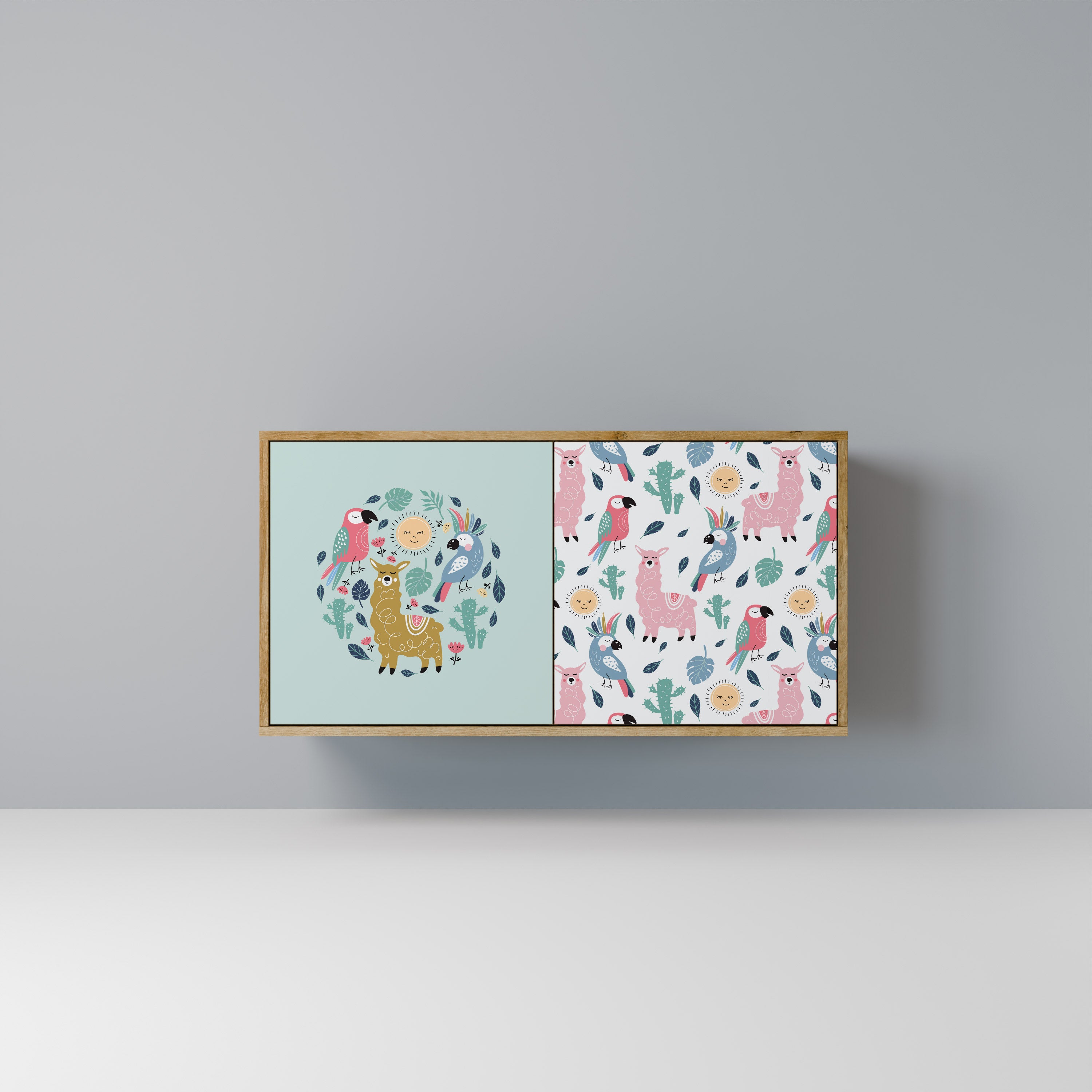 Aparador de 2 puertas ALPACAS COLORIDOS en efecto roble