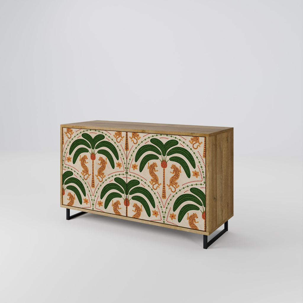 Aparador de 2 puertas DANCING PREDATORS en efecto roble