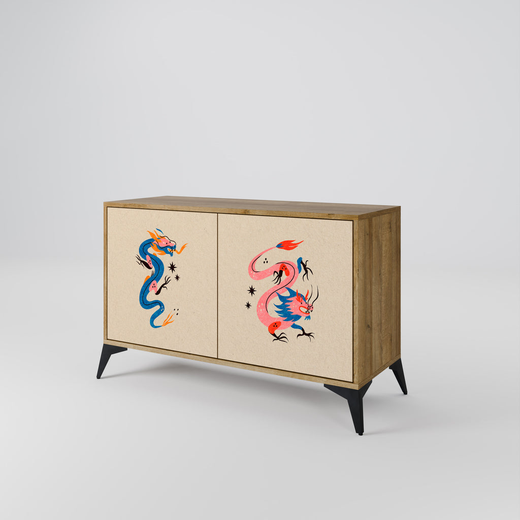 MYTHOLOGICAL CREATURES 2-Door Sideboard in Oak Effect