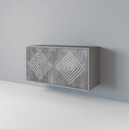 POLYGONAL ARTISTRY Aparador de 2 Puertas en Acabado Gris