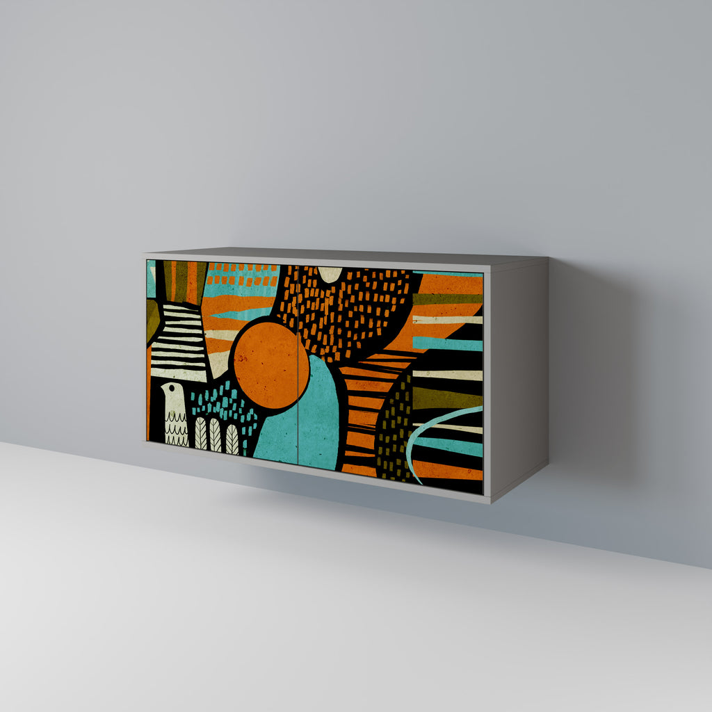 Aparador de 2 puertas GEODE GLIMMER en acabado gris