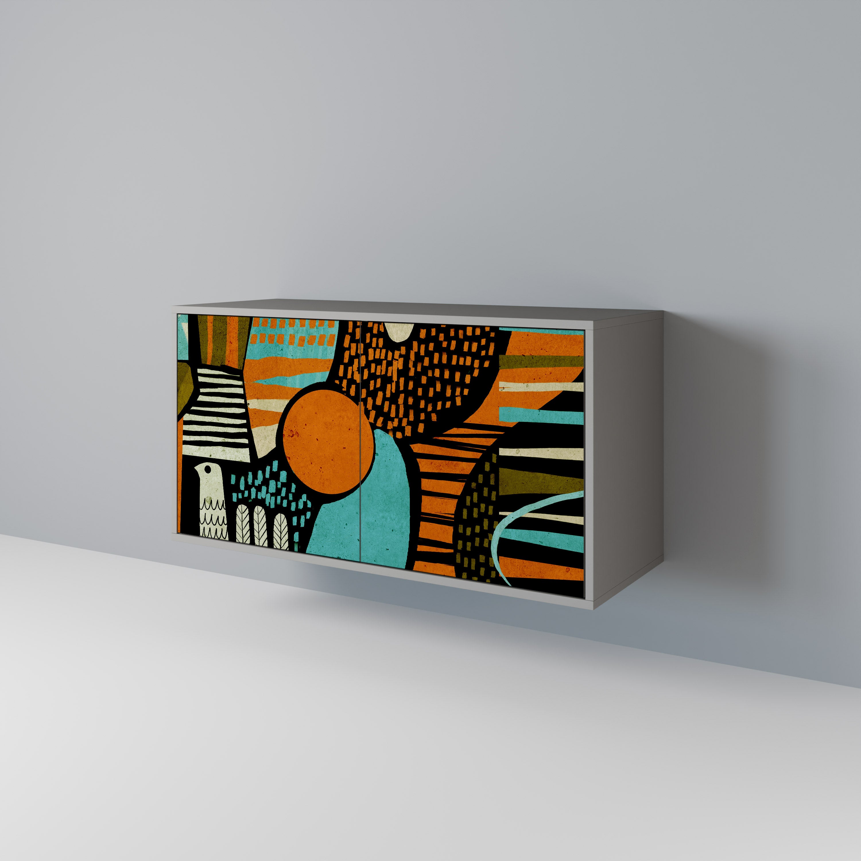 Aparador de 2 puertas GEODE GLIMMER en acabado gris