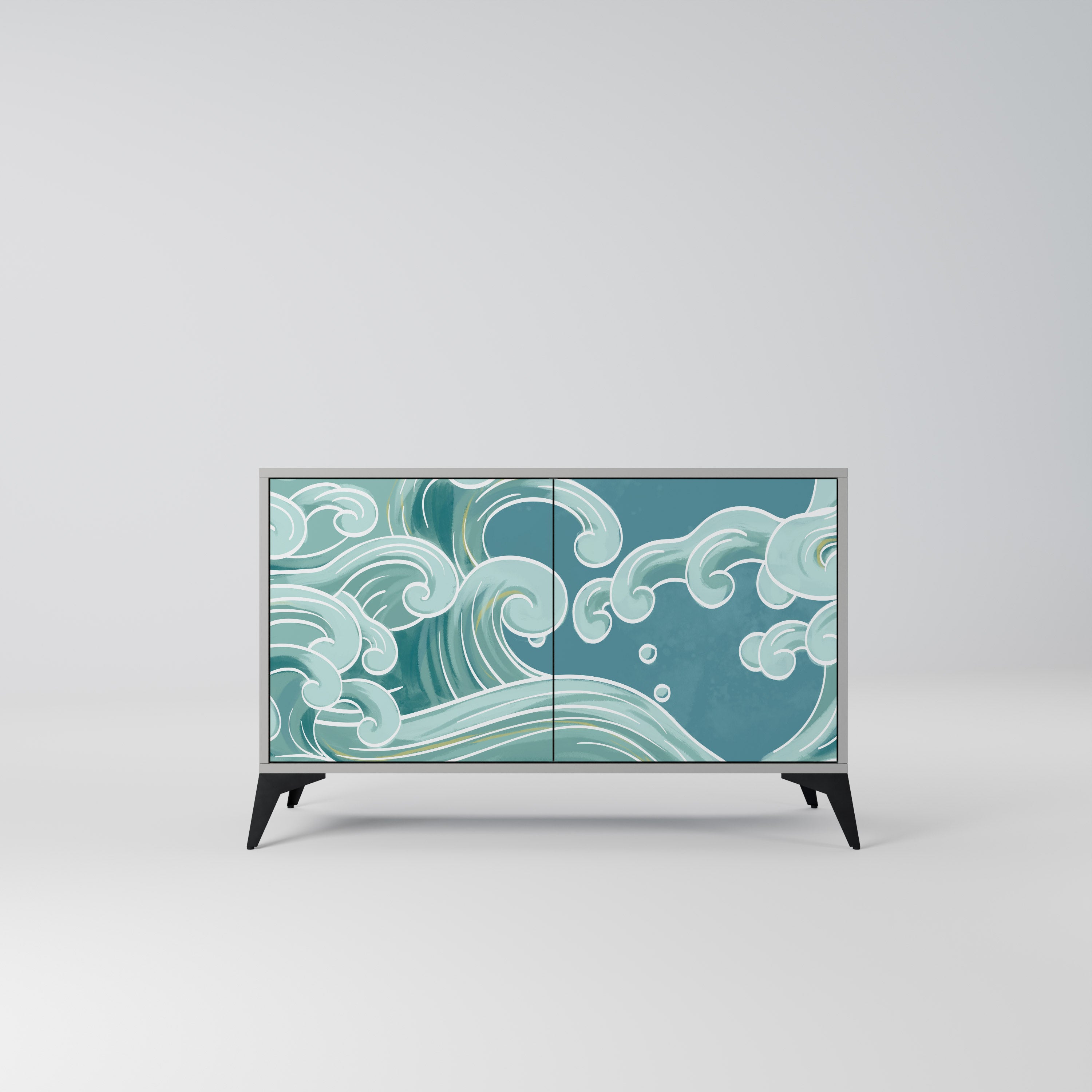 ASIAN SWAY 2-Door Sideboard in Grey Finish