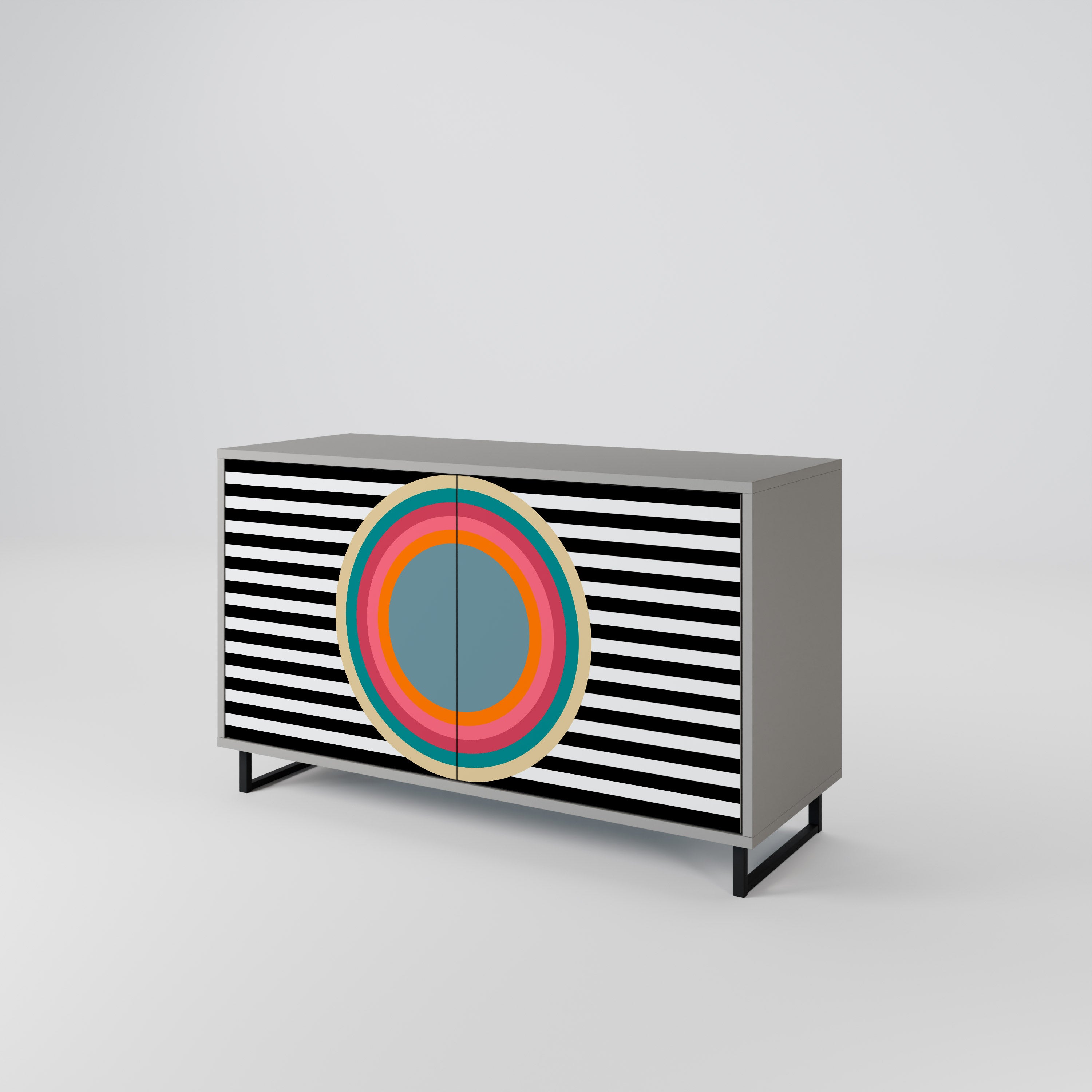 Aparador SPECTRA SHOWCASE de 2 puertas en acabado gris