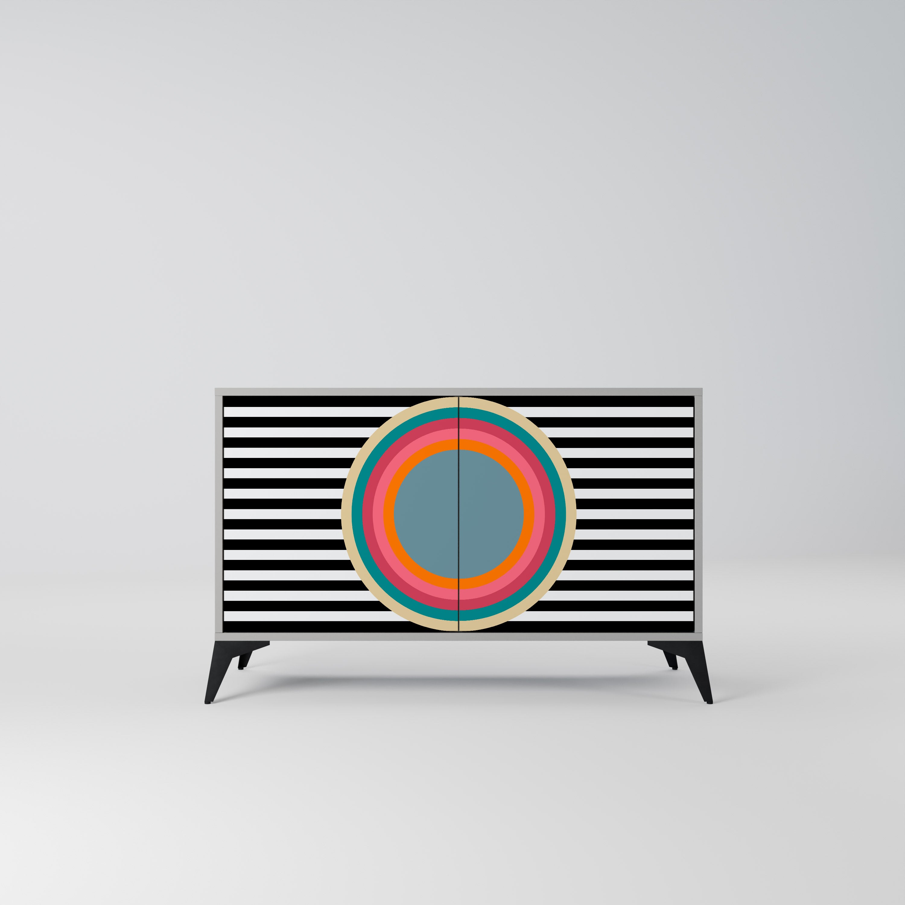 Aparador SPECTRA SHOWCASE de 2 puertas en acabado gris