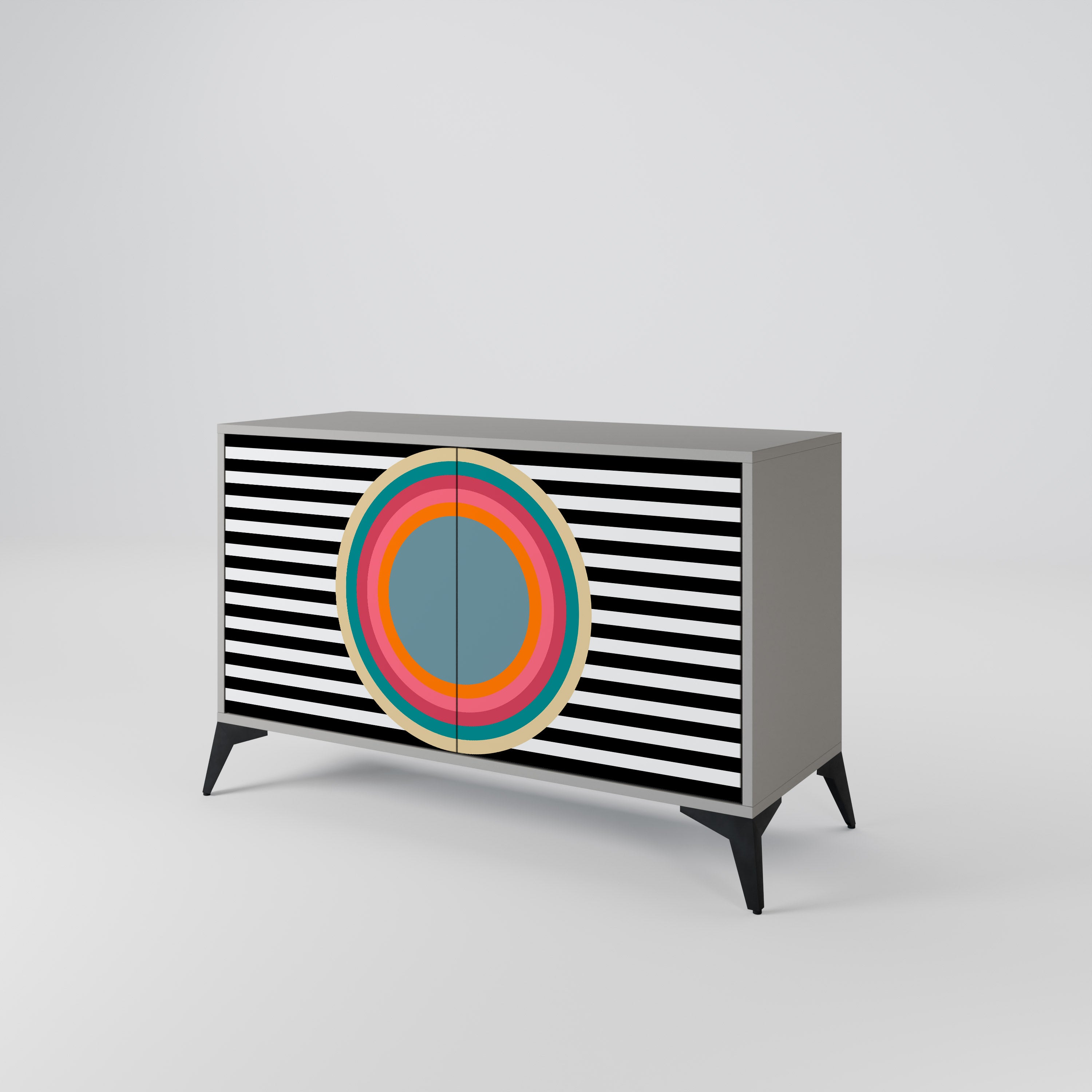 Aparador SPECTRA SHOWCASE de 2 puertas en acabado gris