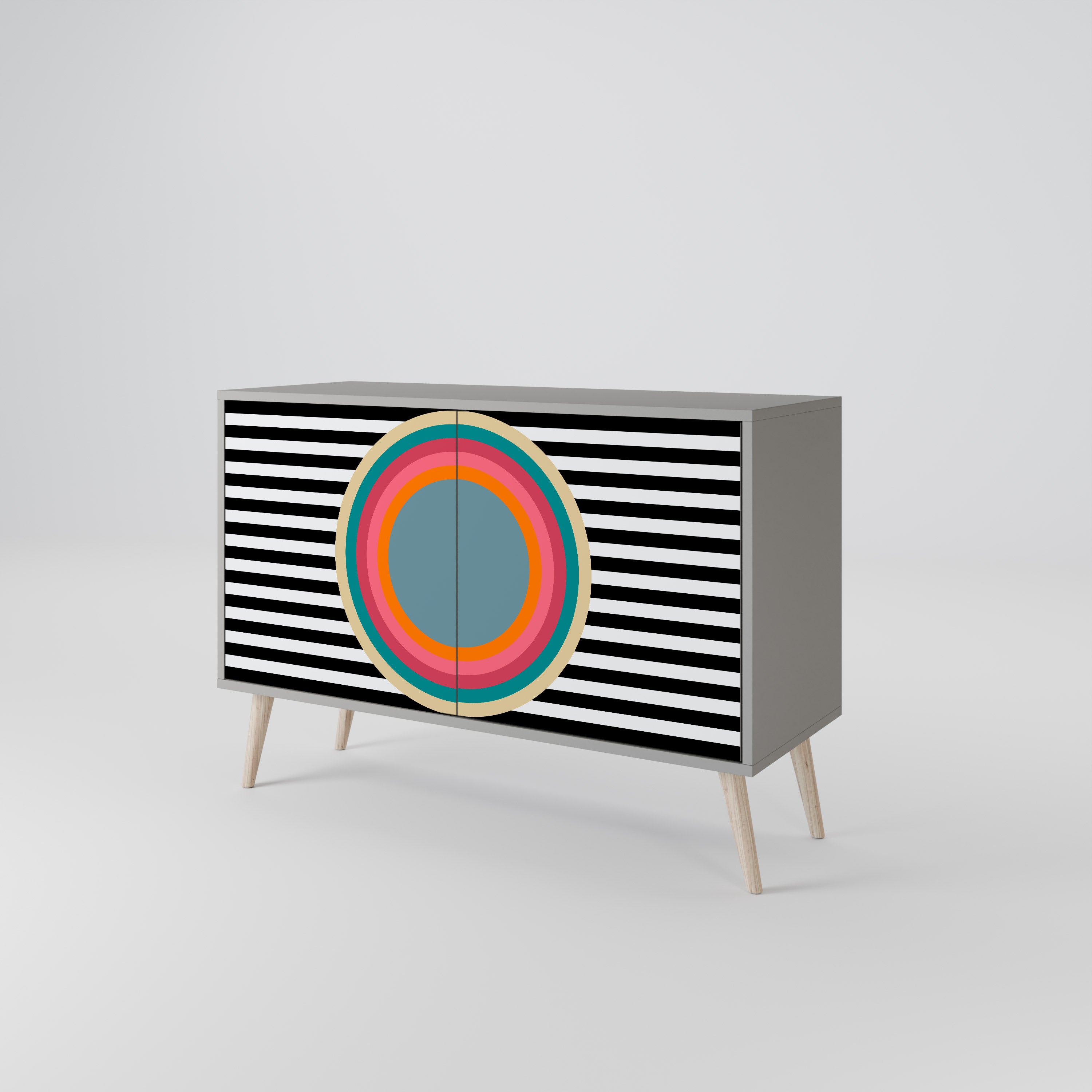 Aparador SPECTRA SHOWCASE de 2 puertas en acabado gris