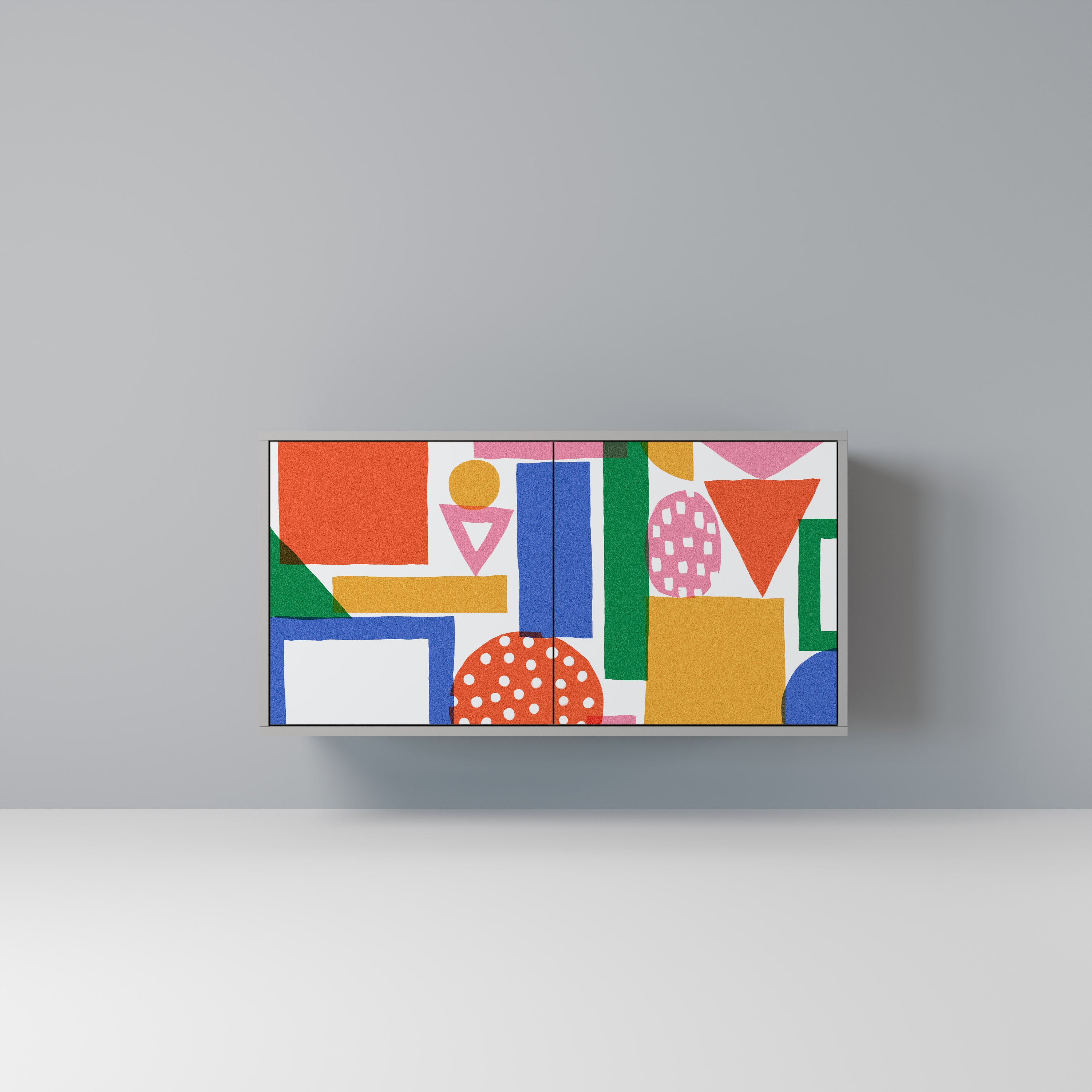 Aparador GEOMETRIC GLIMMER de 2 puertas en acabado gris