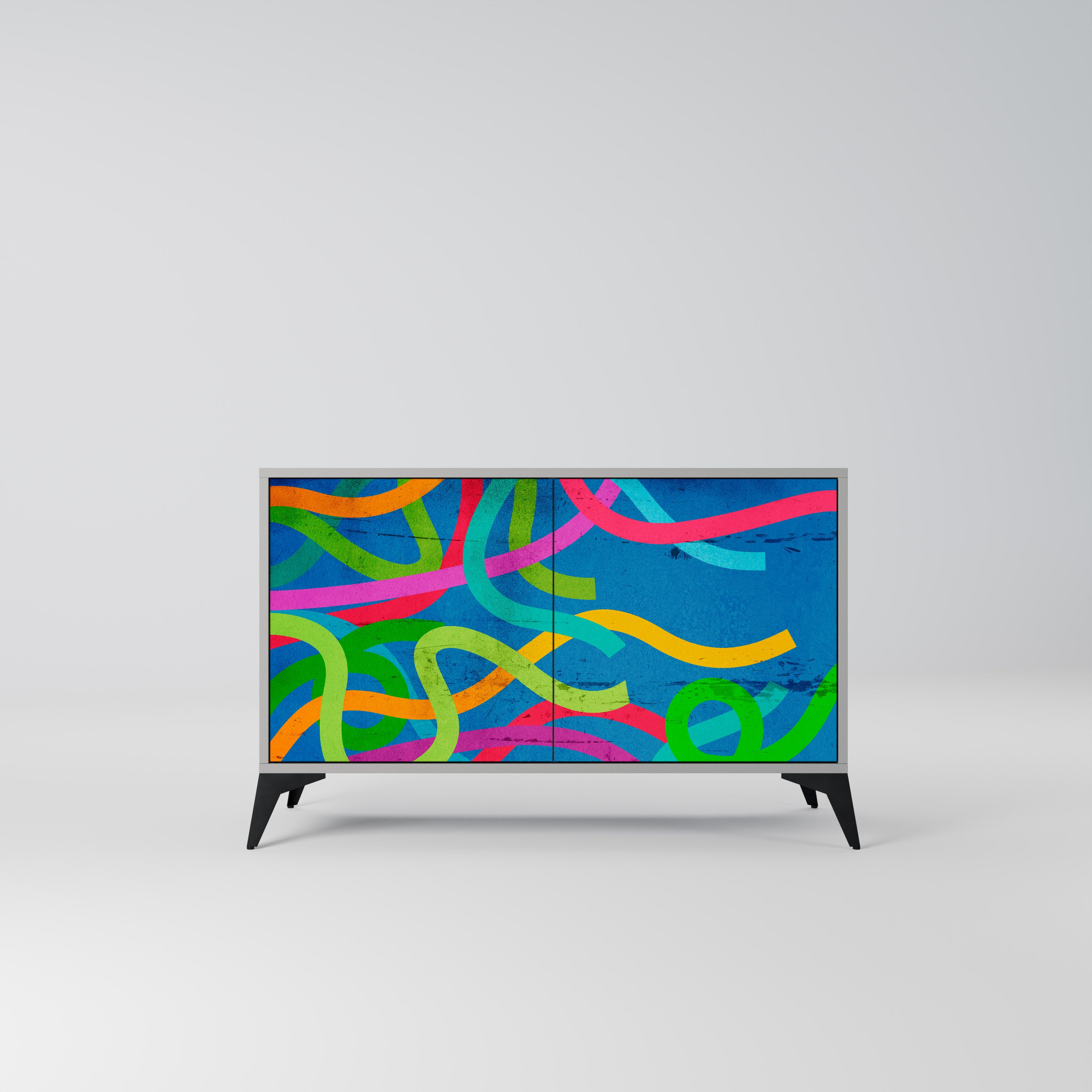 Aparador STREAMER TANGLE de 2 puertas en acabado gris