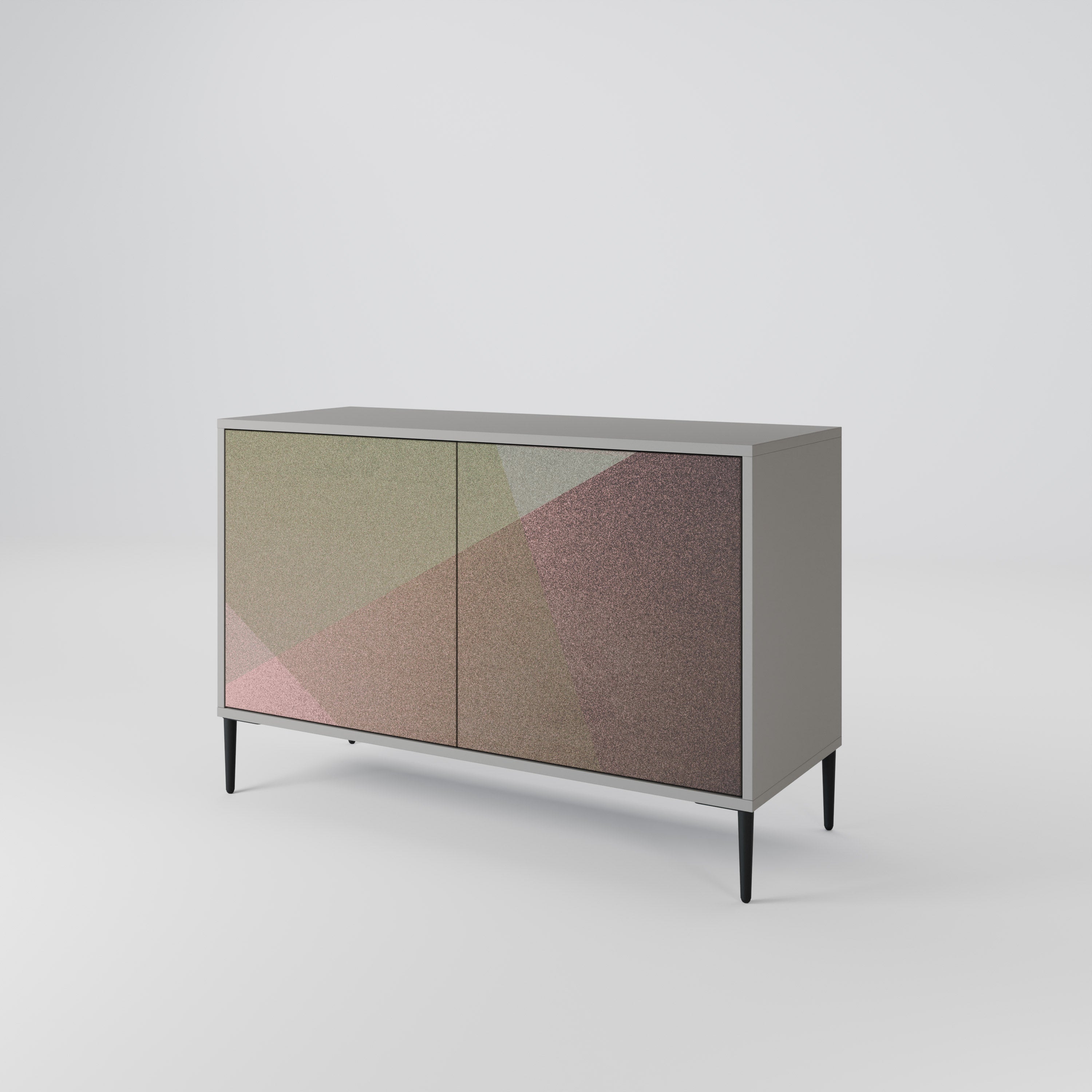 Aparador de 2 puertas BEIGE GEOMETRY en acabado gris