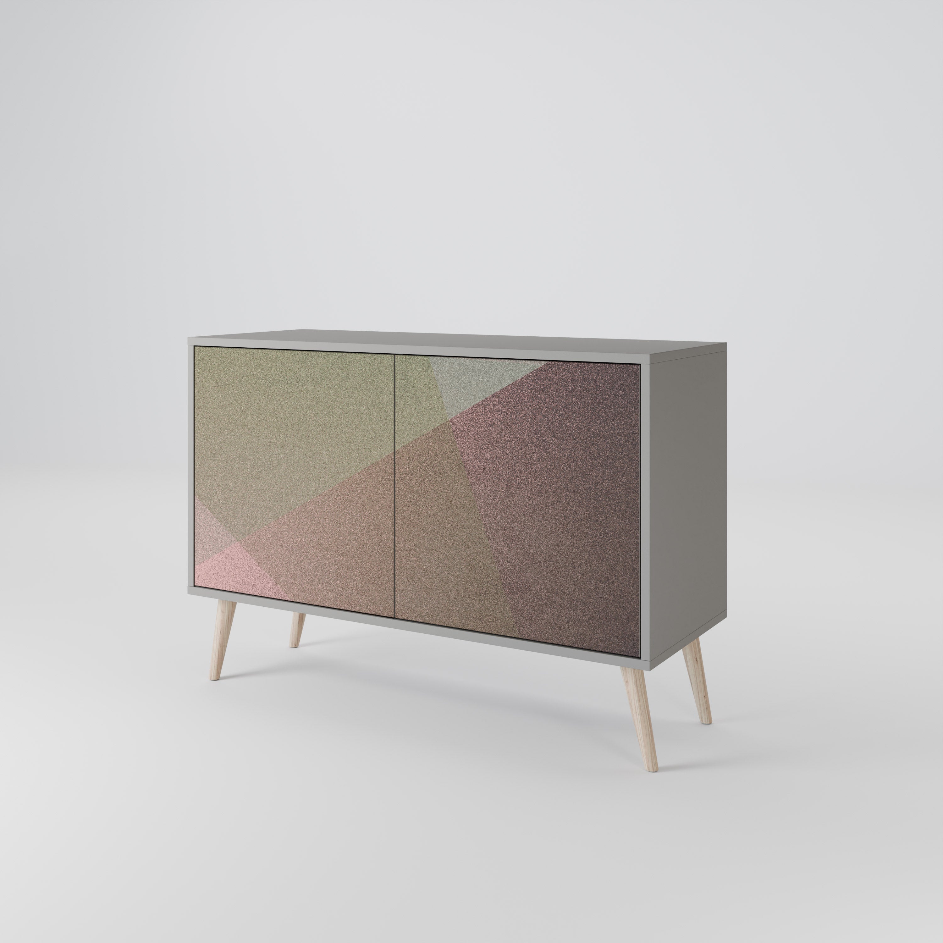 Aparador de 2 puertas BEIGE GEOMETRY en acabado gris