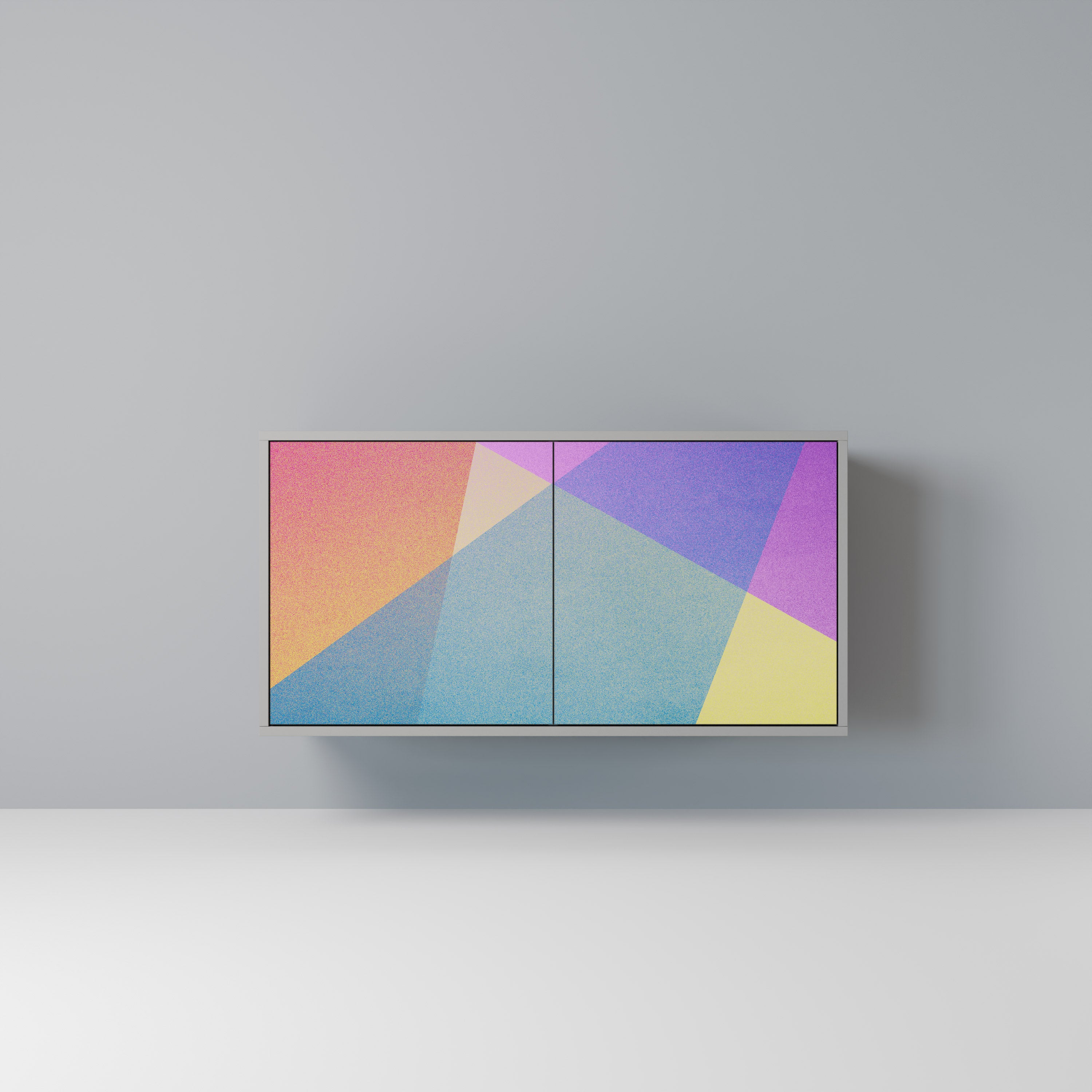 Aparador de 2 puertas BRIGHT GEOMETRY en acabado gris