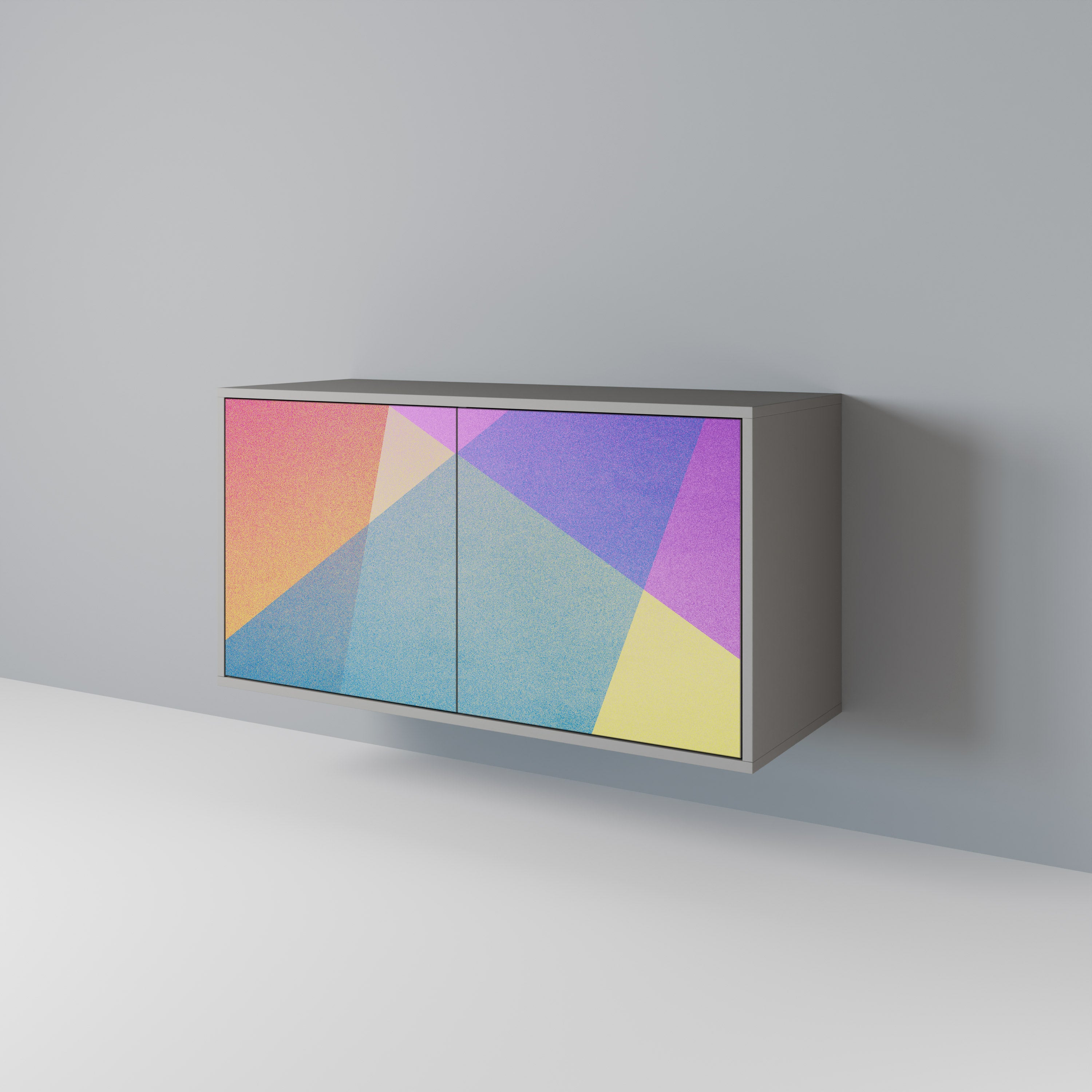 Aparador de 2 puertas BRIGHT GEOMETRY en acabado gris