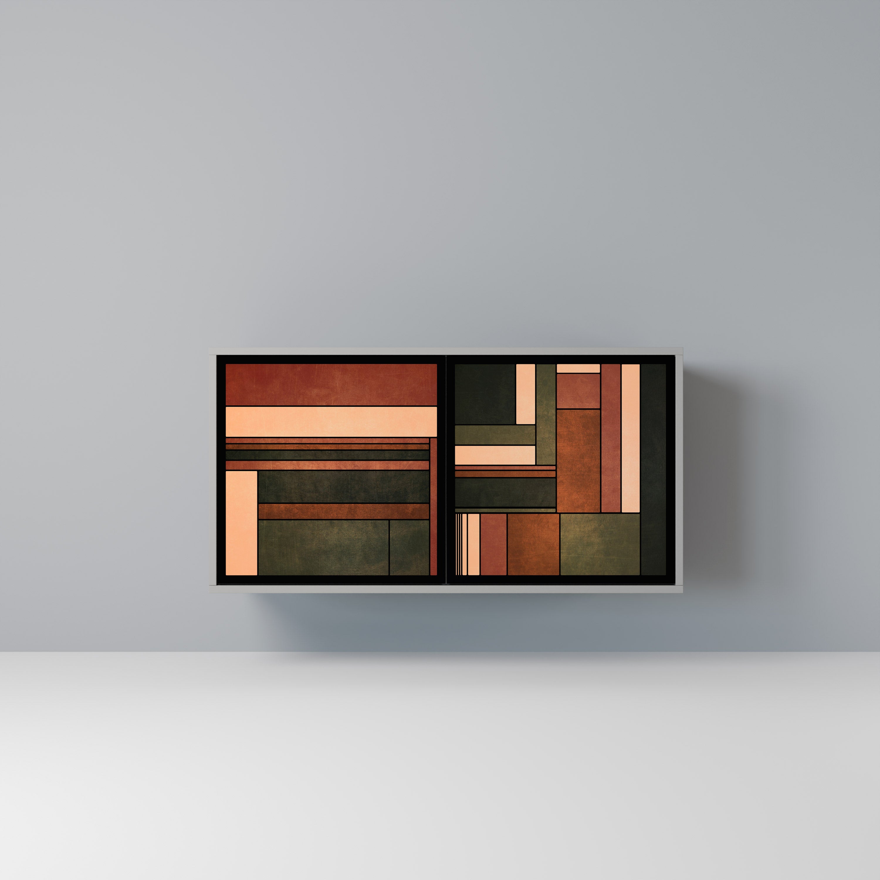 Aparador de 2 puertas FIGURES OF NATURE en acabado gris