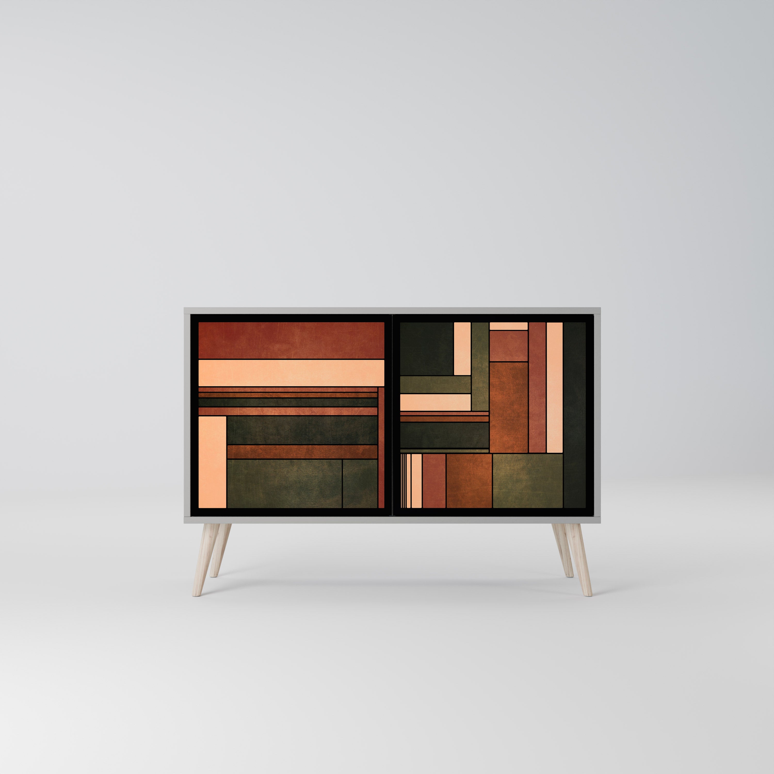 Aparador de 2 puertas FIGURES OF NATURE en acabado gris