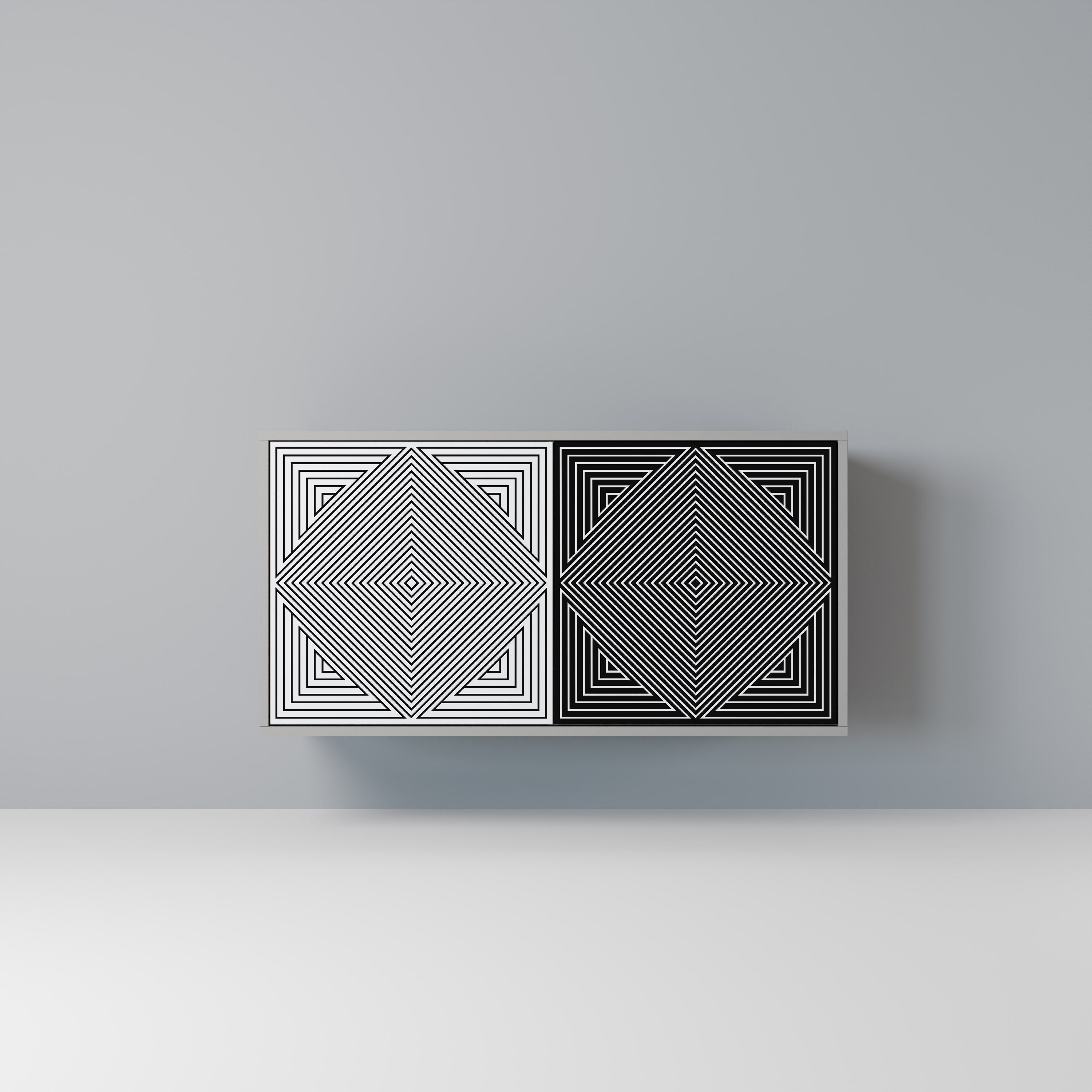 Aparador de 2 puertas POLYGON ILLUSION en acabado gris