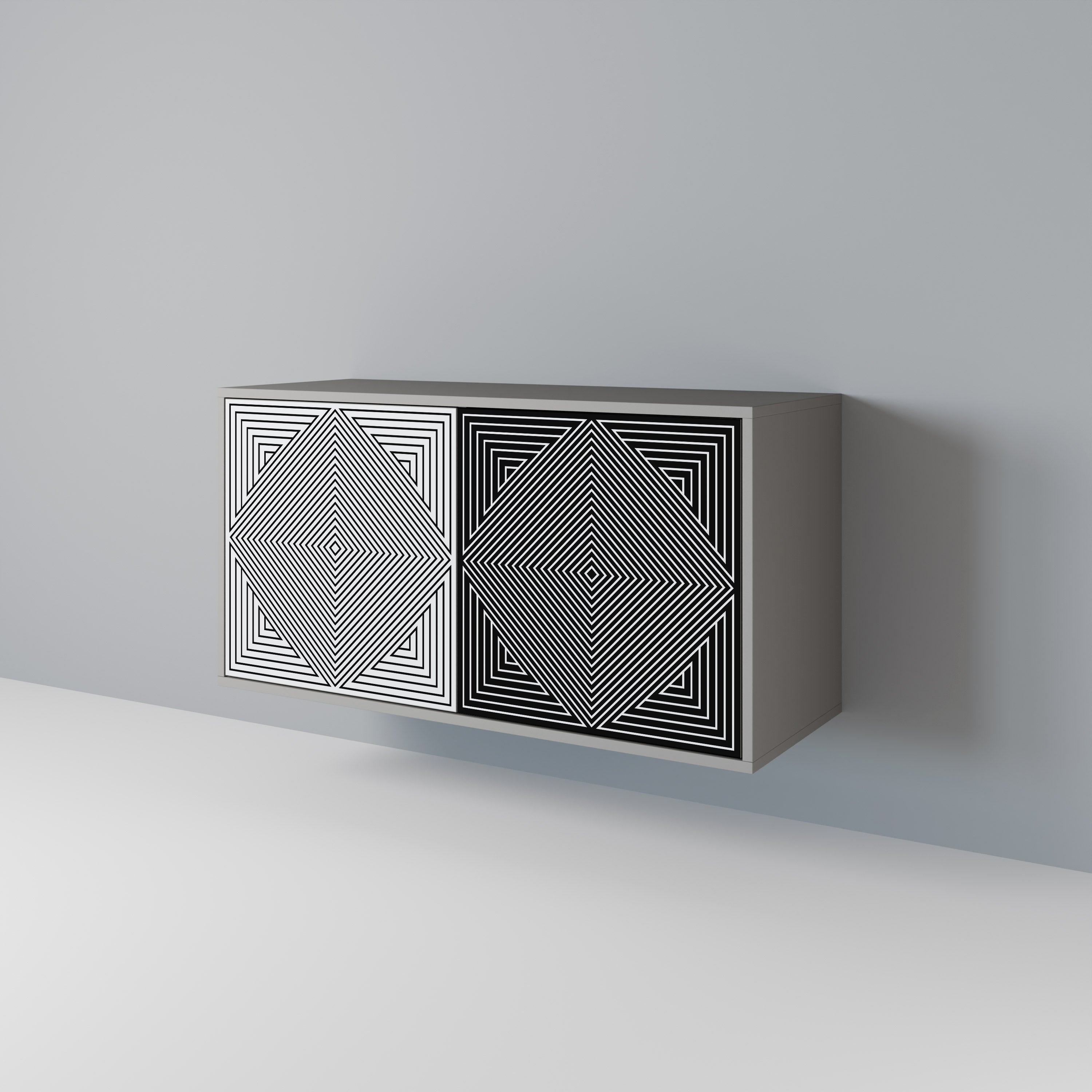 Aparador de 2 puertas POLYGON ILLUSION en acabado gris