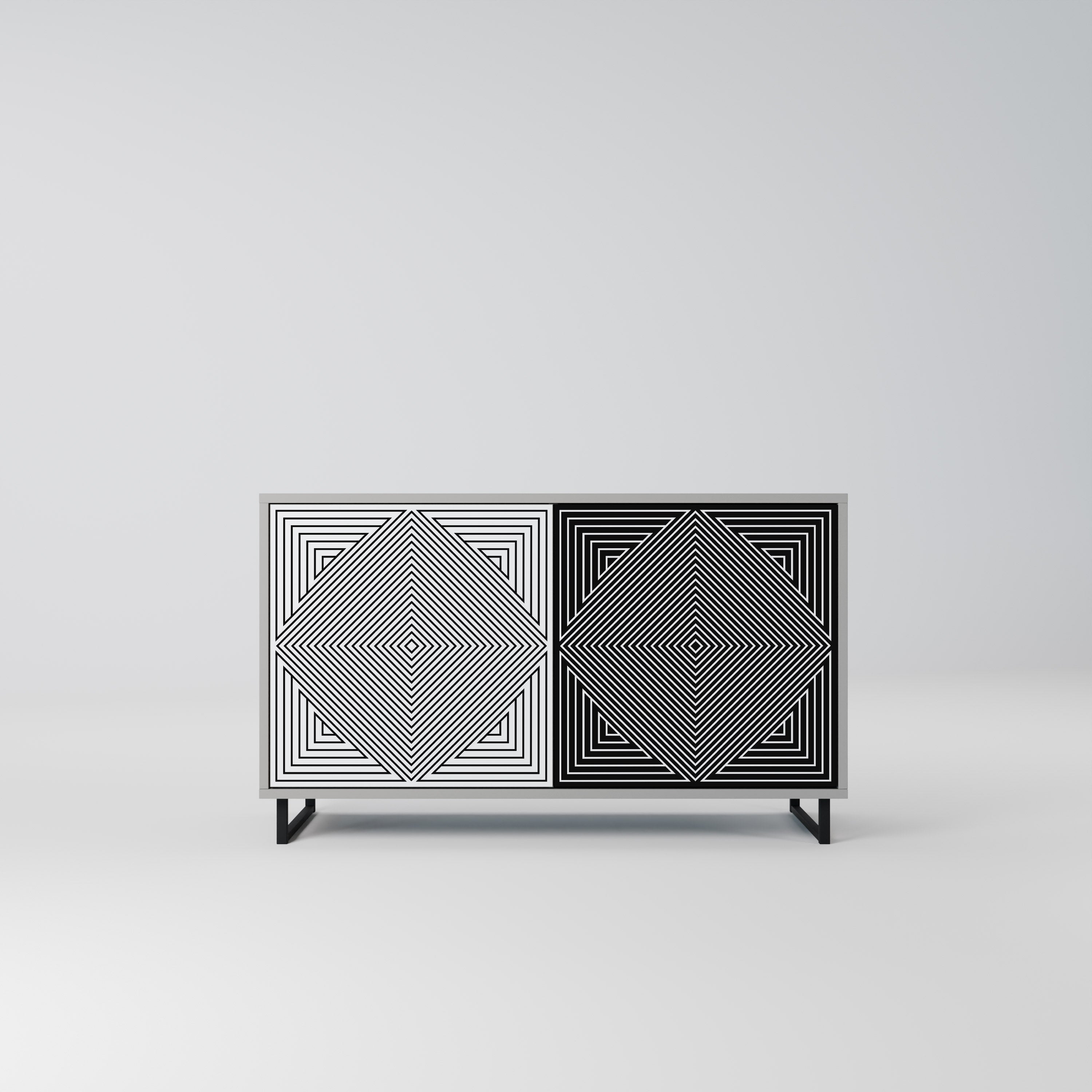 Aparador de 2 puertas POLYGON ILLUSION en acabado gris