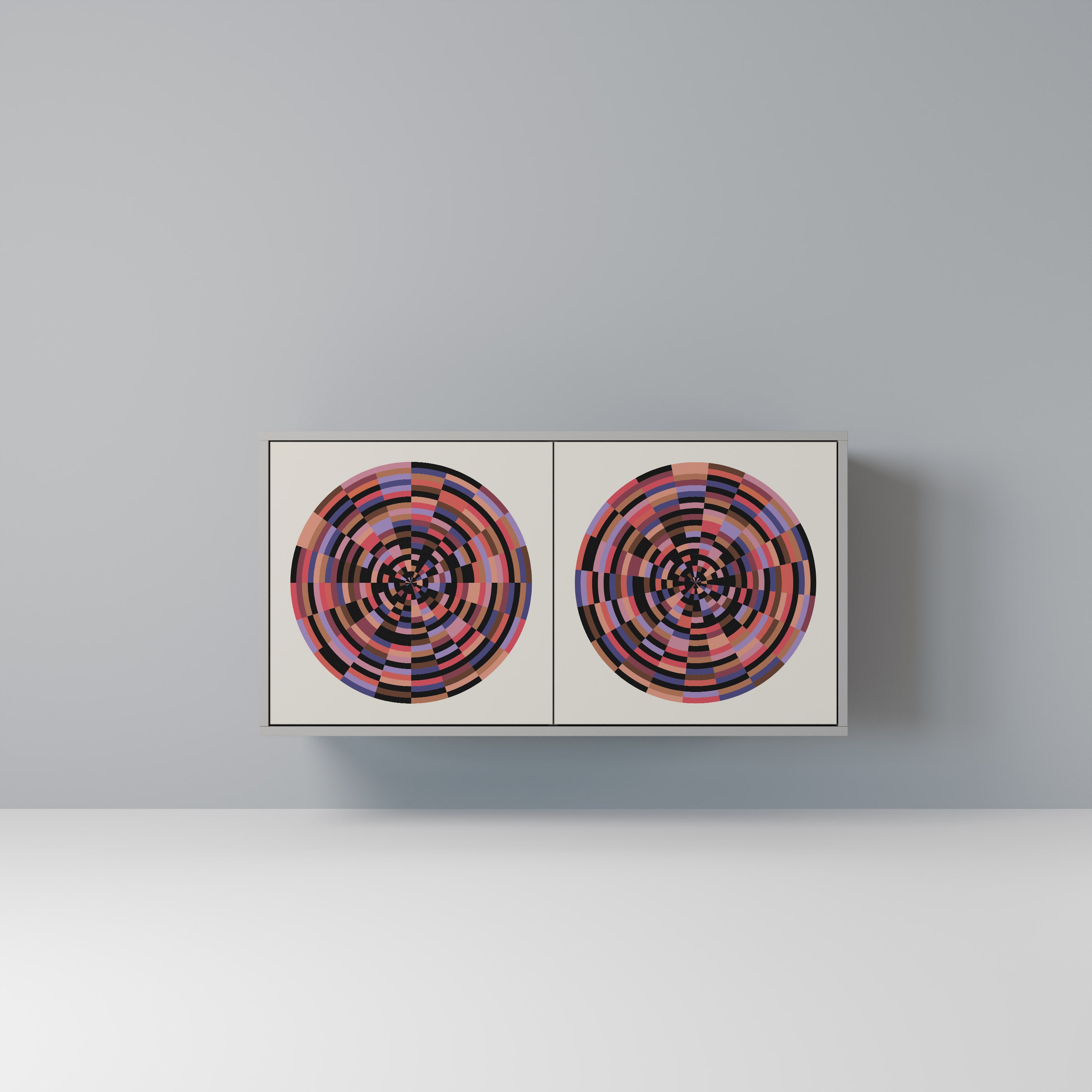 Aparador de 2 puertas BROWN CIRCLES en acabado gris