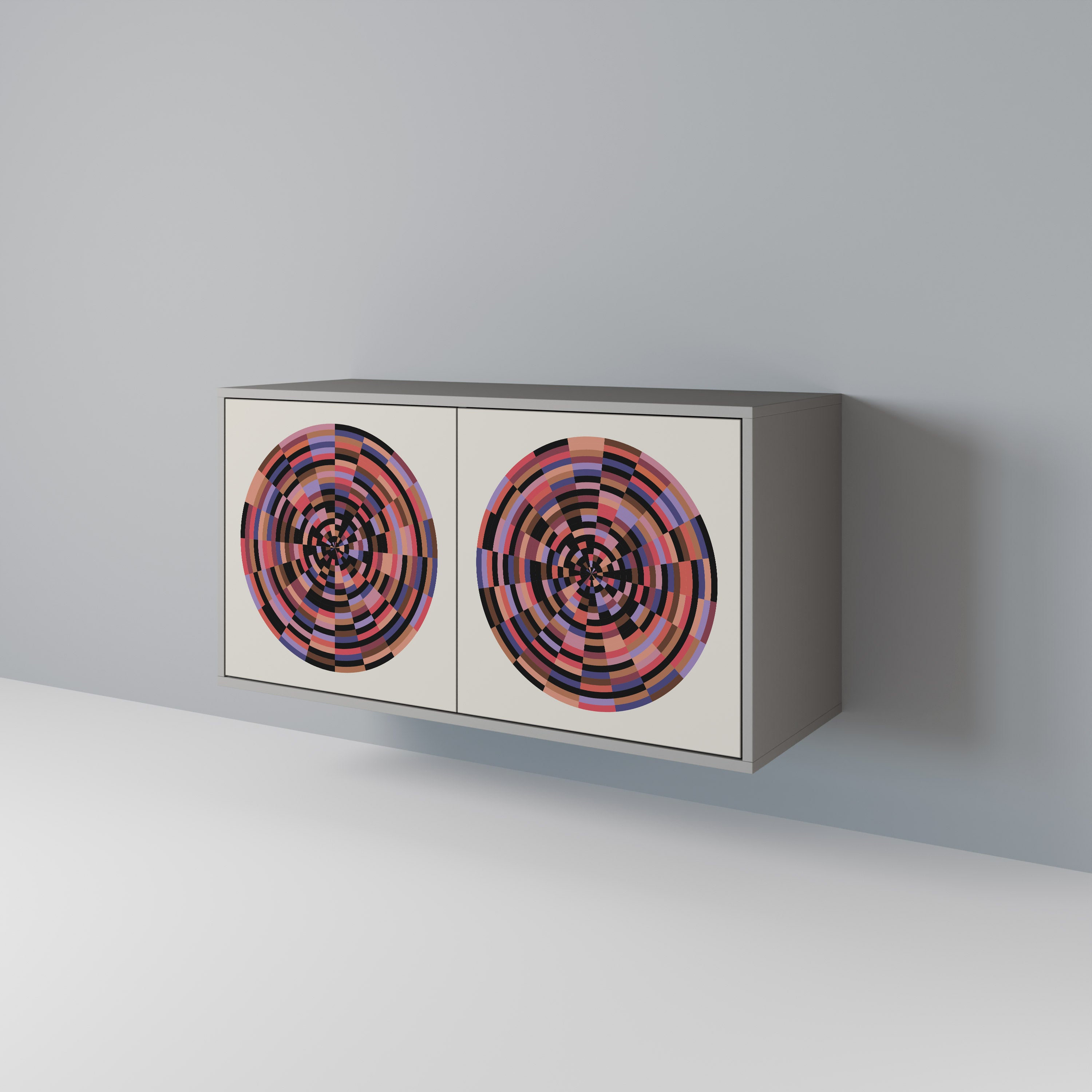 Aparador de 2 puertas BROWN CIRCLES en acabado gris