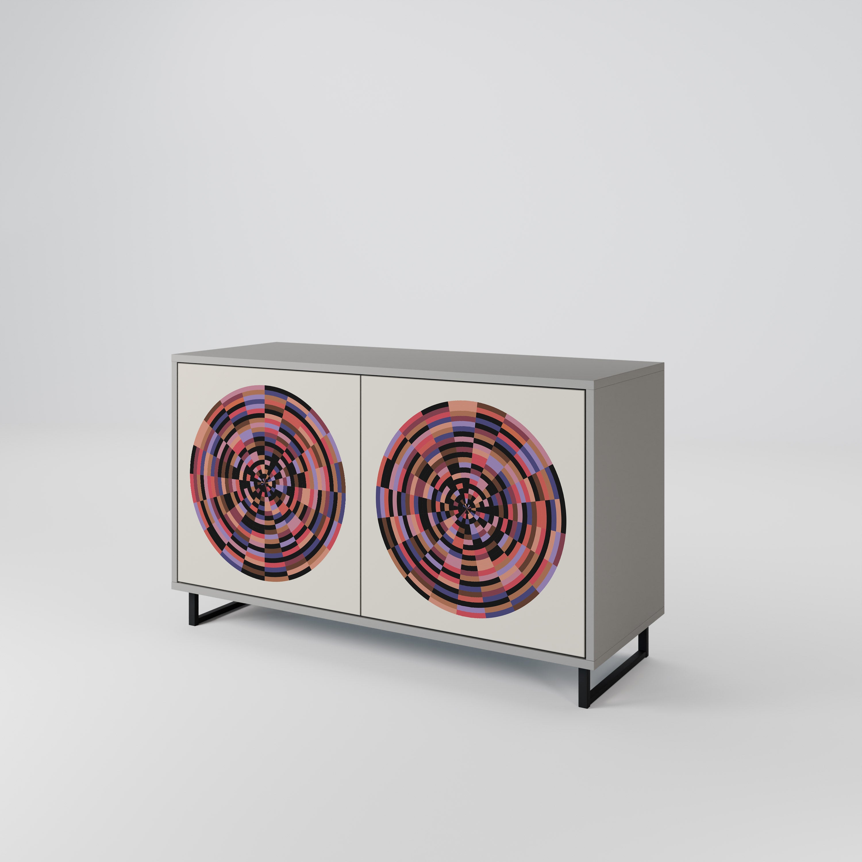 Aparador de 2 puertas BROWN CIRCLES en acabado gris