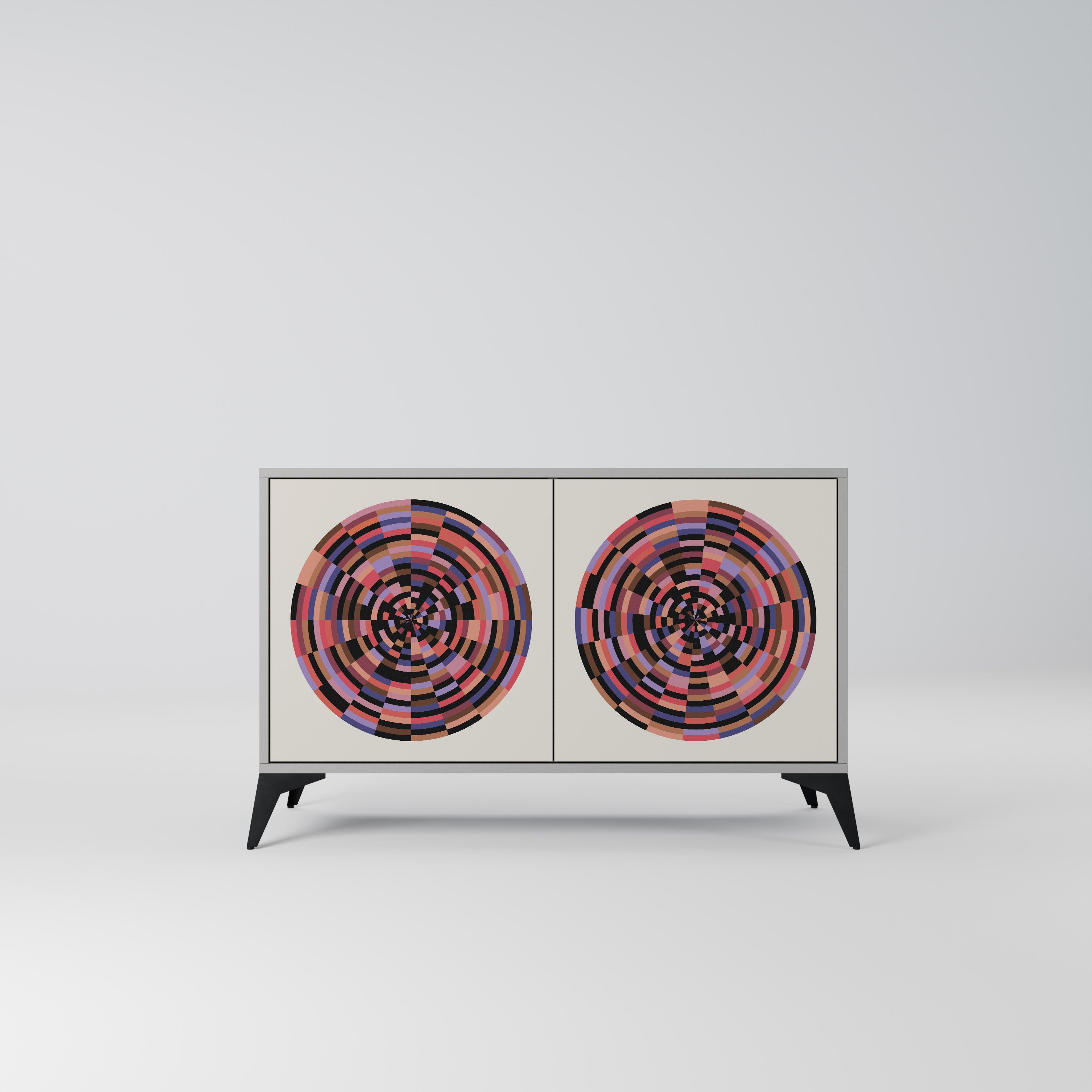 Aparador de 2 puertas BROWN CIRCLES en acabado gris