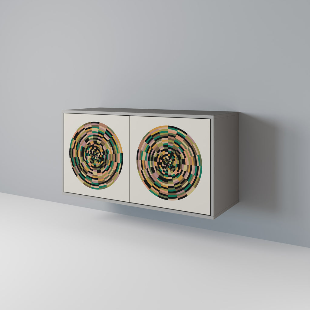 Aparador de 2 puertas GREEN CIRCLES en acabado gris