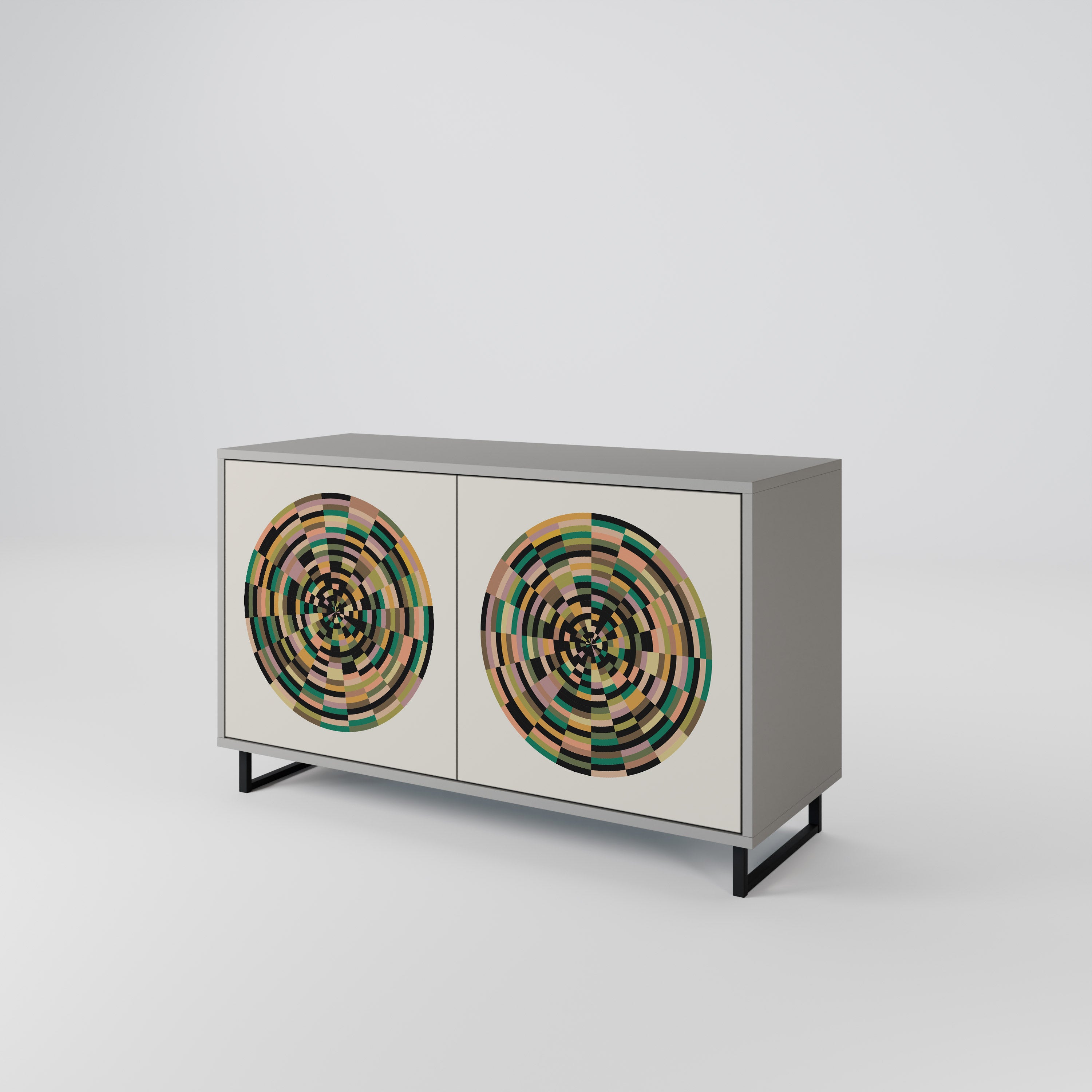 Aparador de 2 puertas GREEN CIRCLES en acabado gris