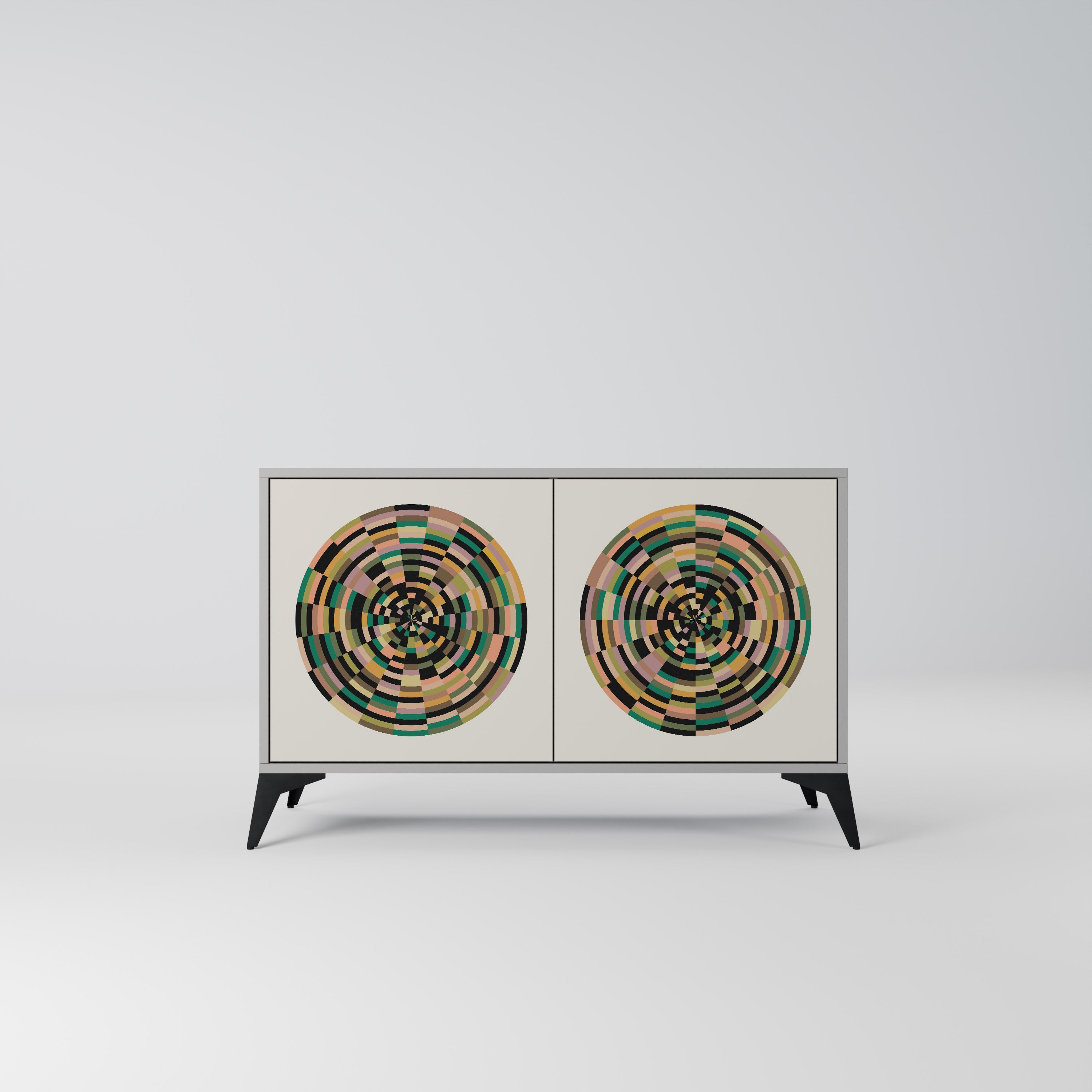 Aparador de 2 puertas GREEN CIRCLES en acabado gris