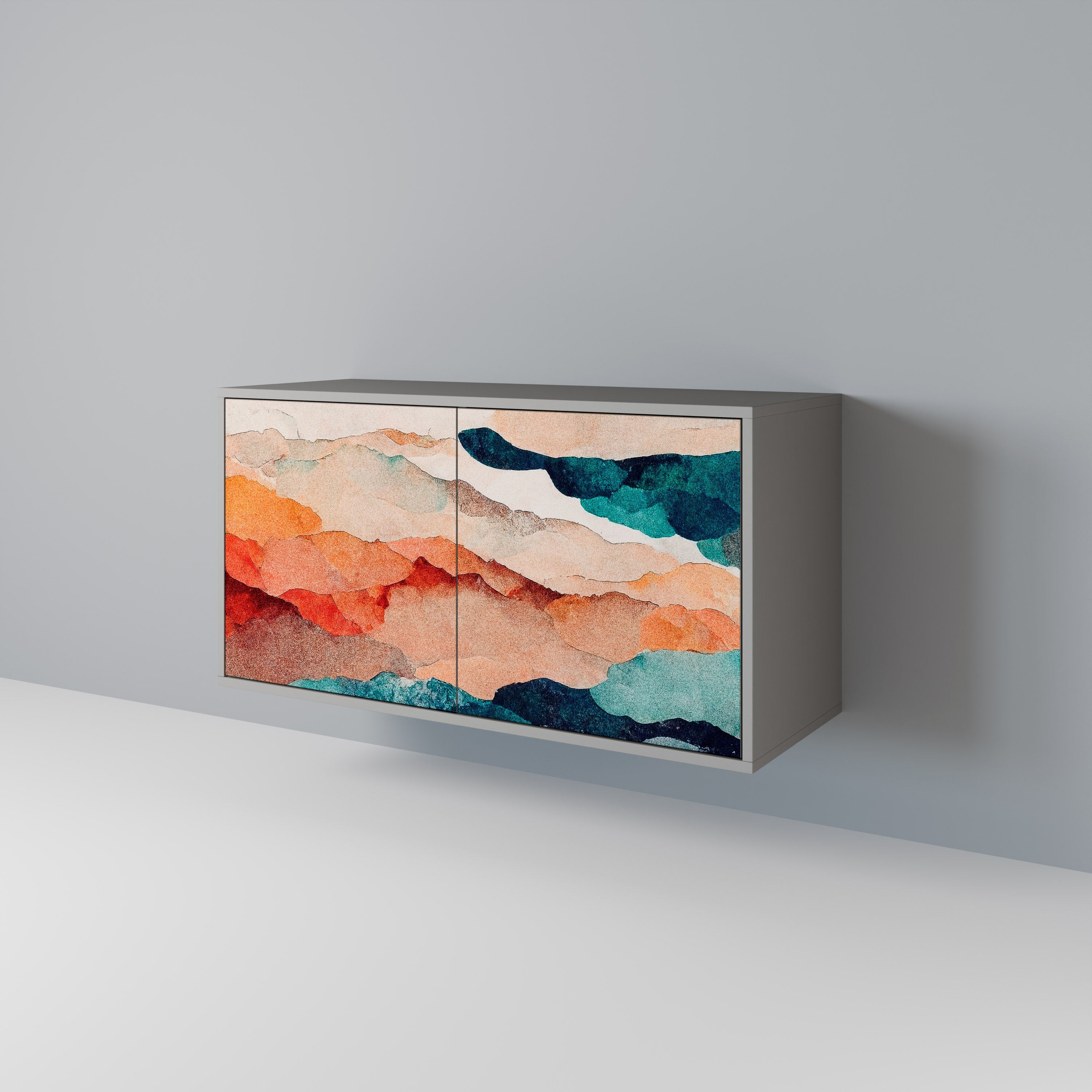 ABSTRACT LANDSCAPE 2-Door Sideboard in Grey Finish