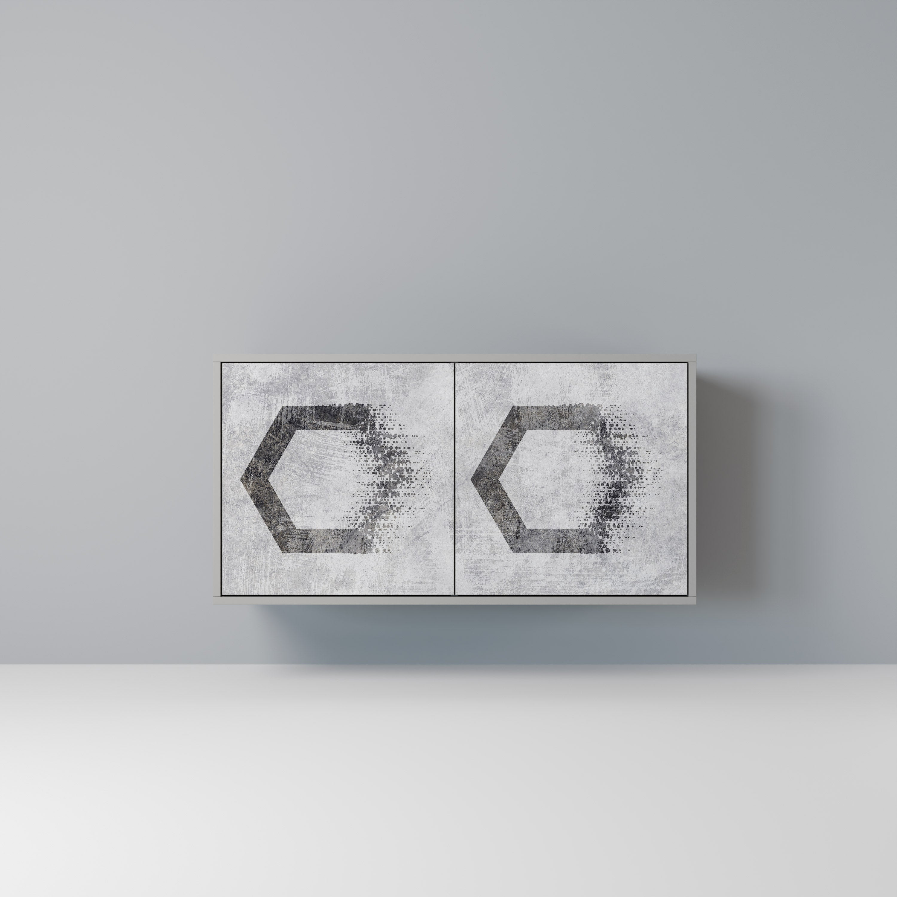 Aparador de 2 puertas FIGURAS HEXAGONALES en acabado gris