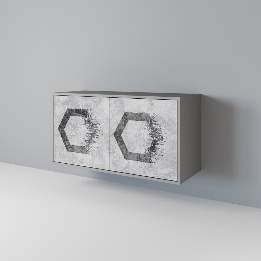 Aparador de 2 puertas FIGURAS HEXAGONALES en acabado gris