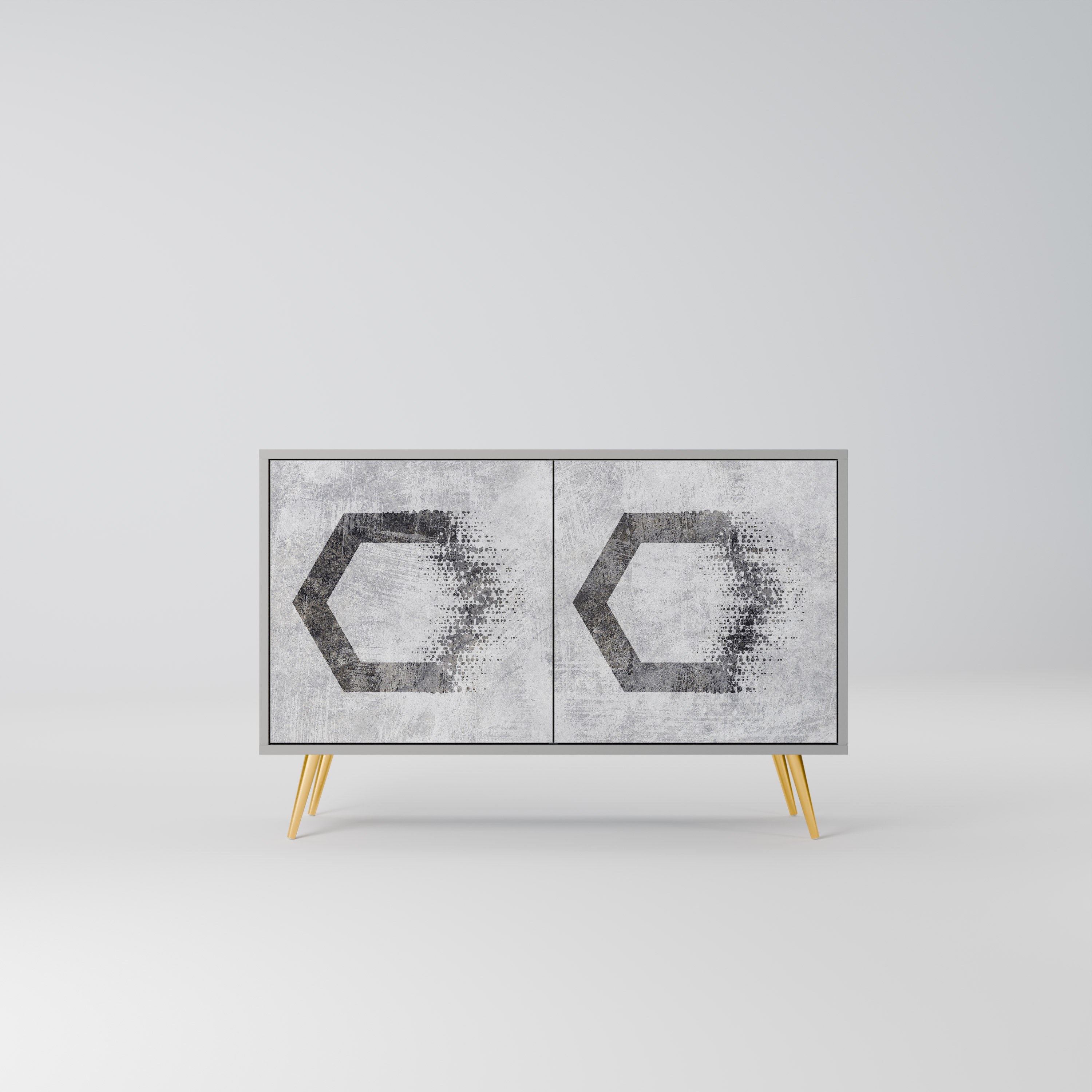 Aparador de 2 puertas FIGURAS HEXAGONALES en acabado gris