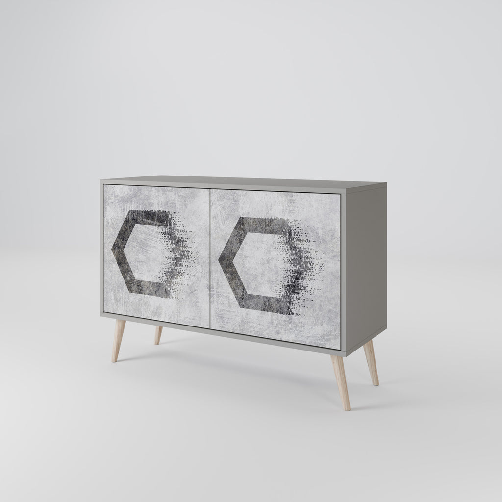 Aparador de 2 puertas FIGURAS HEXAGONALES en acabado gris