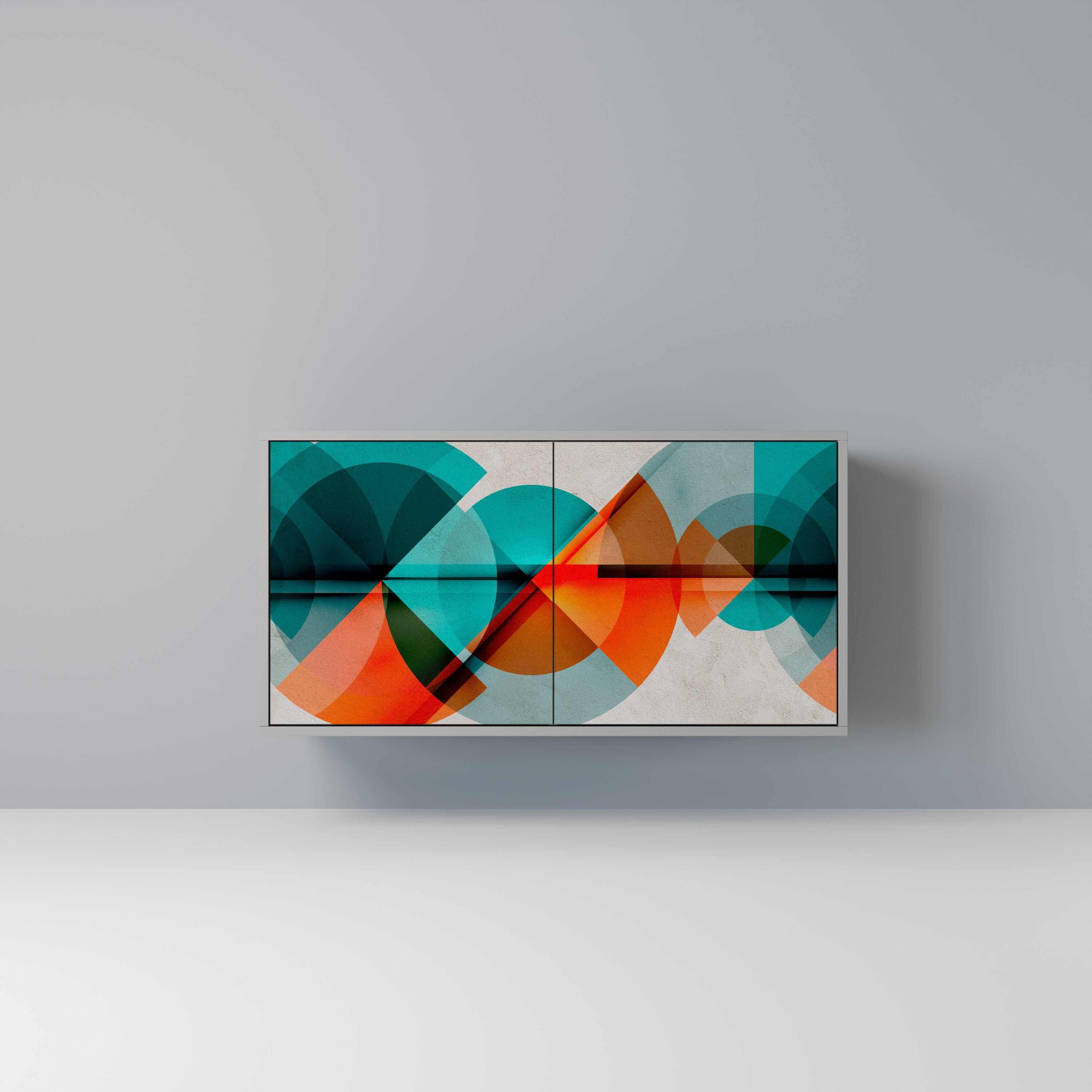 Aparador CIRCULAR RHAPSODY de 2 puertas en acabado gris